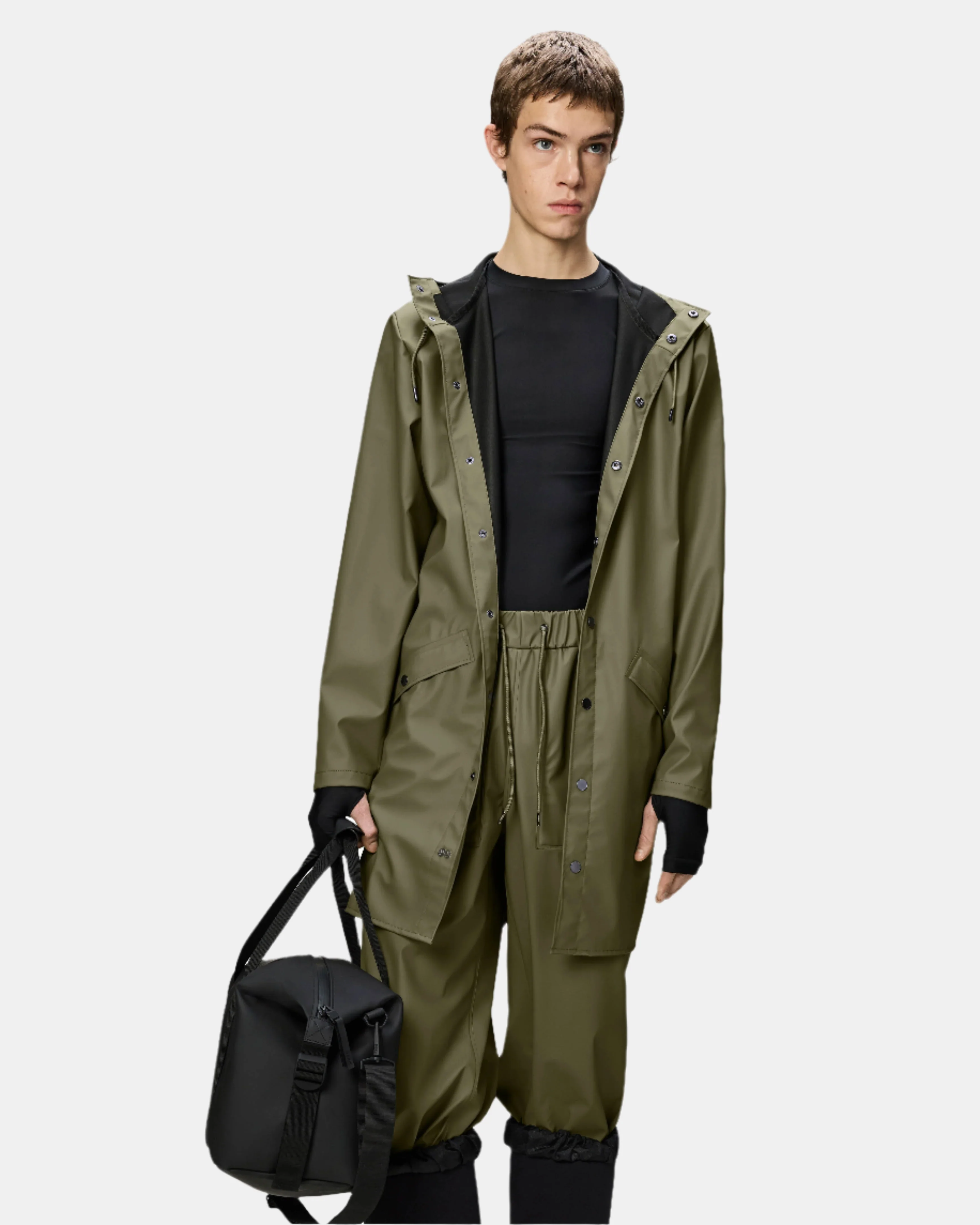 Rains Long Unisex Jacket - 134 Marsh - Image 4