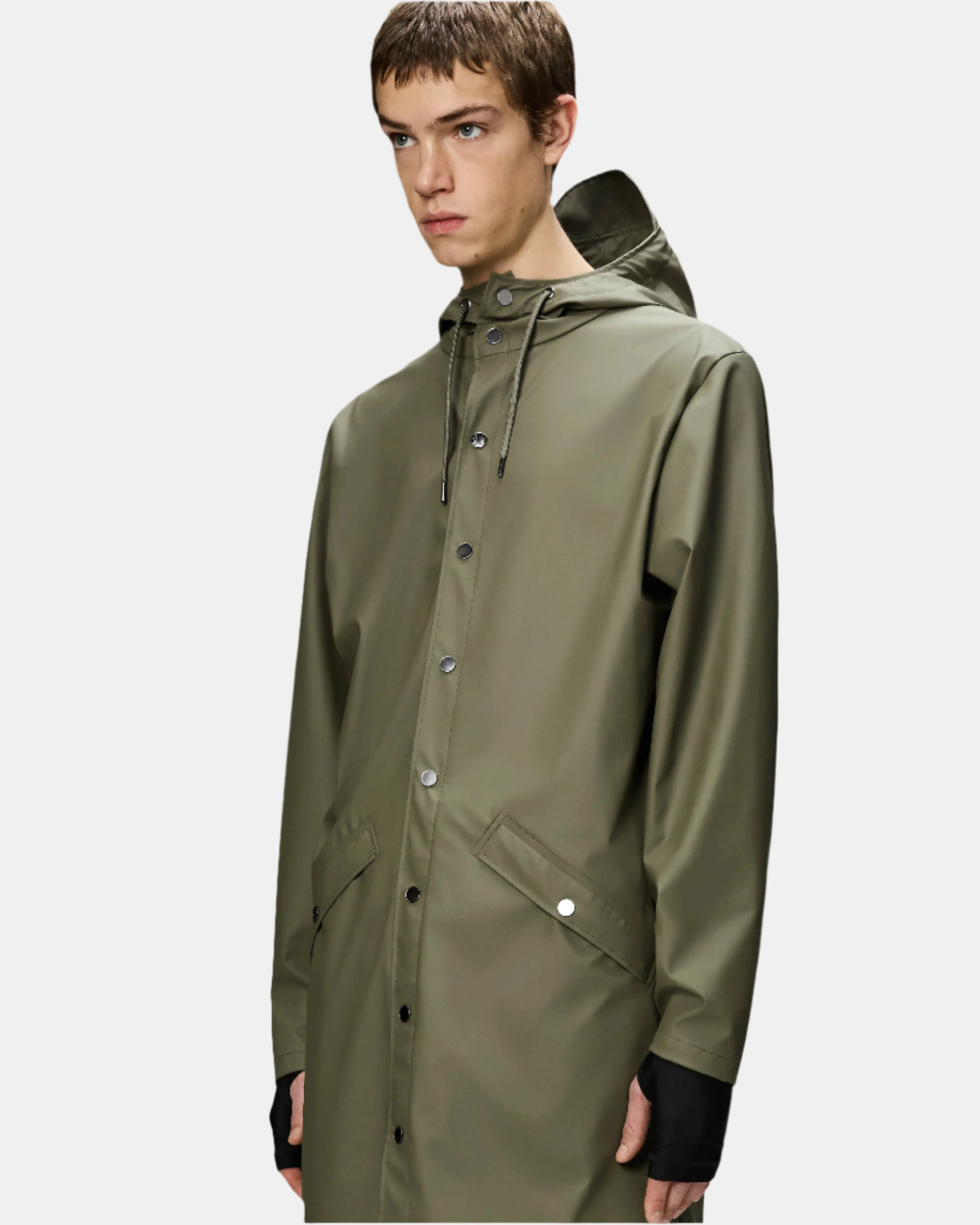 Rains Long Unisex Jacket - 134 Marsh - Image 5
