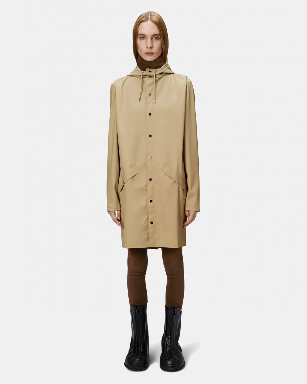 Rains Long Unisex Jacket - 24 Sand - Image 3