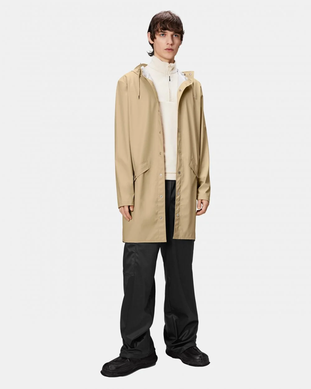 Rains Long Unisex Jacket - 24 Sand - Image 4