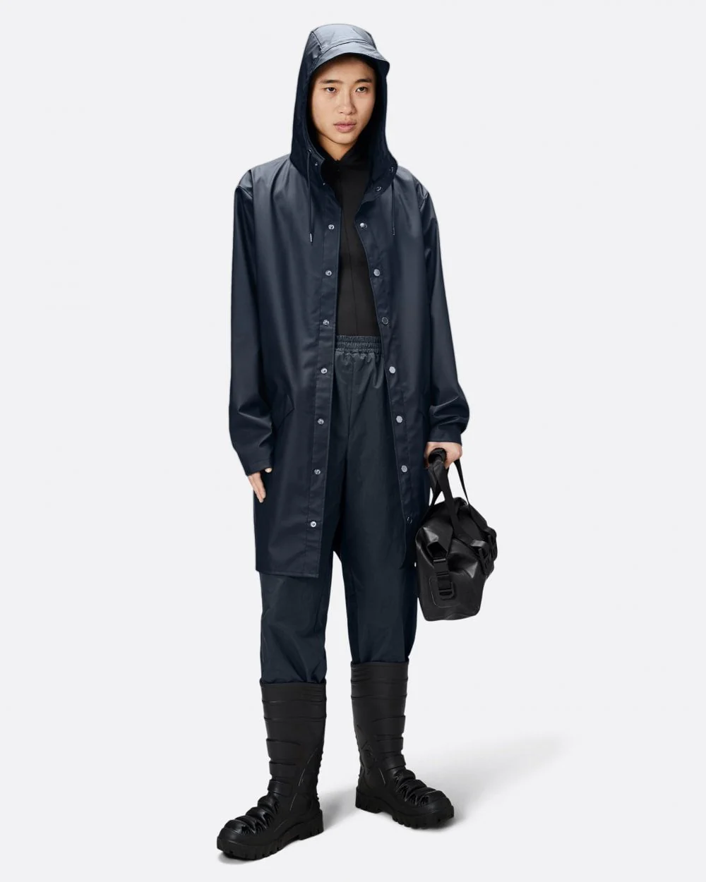 Rains Long Unisex Jacket - 47 Navy - Image 3