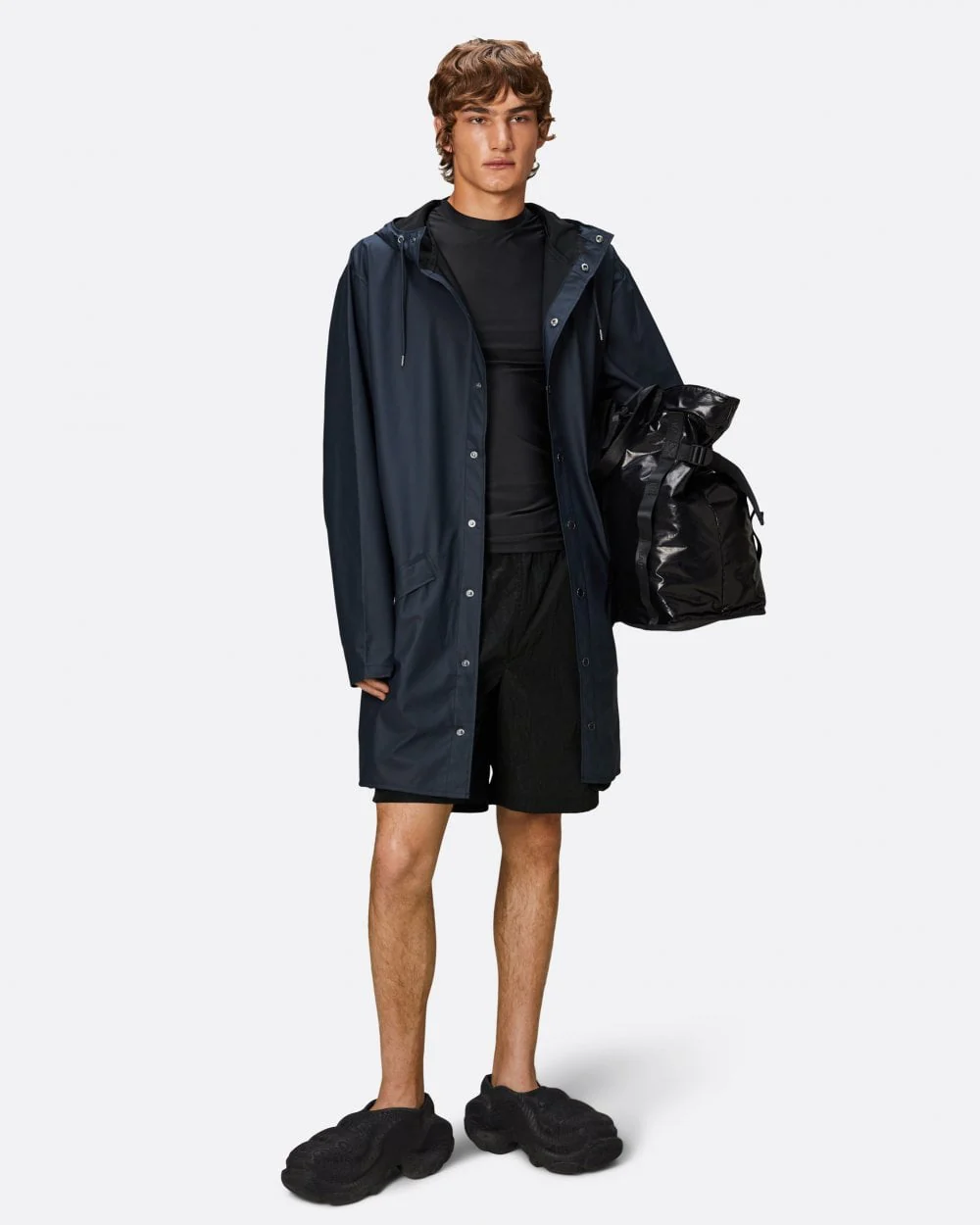 Rains Long Unisex Jacket - 47 Navy - Image 5