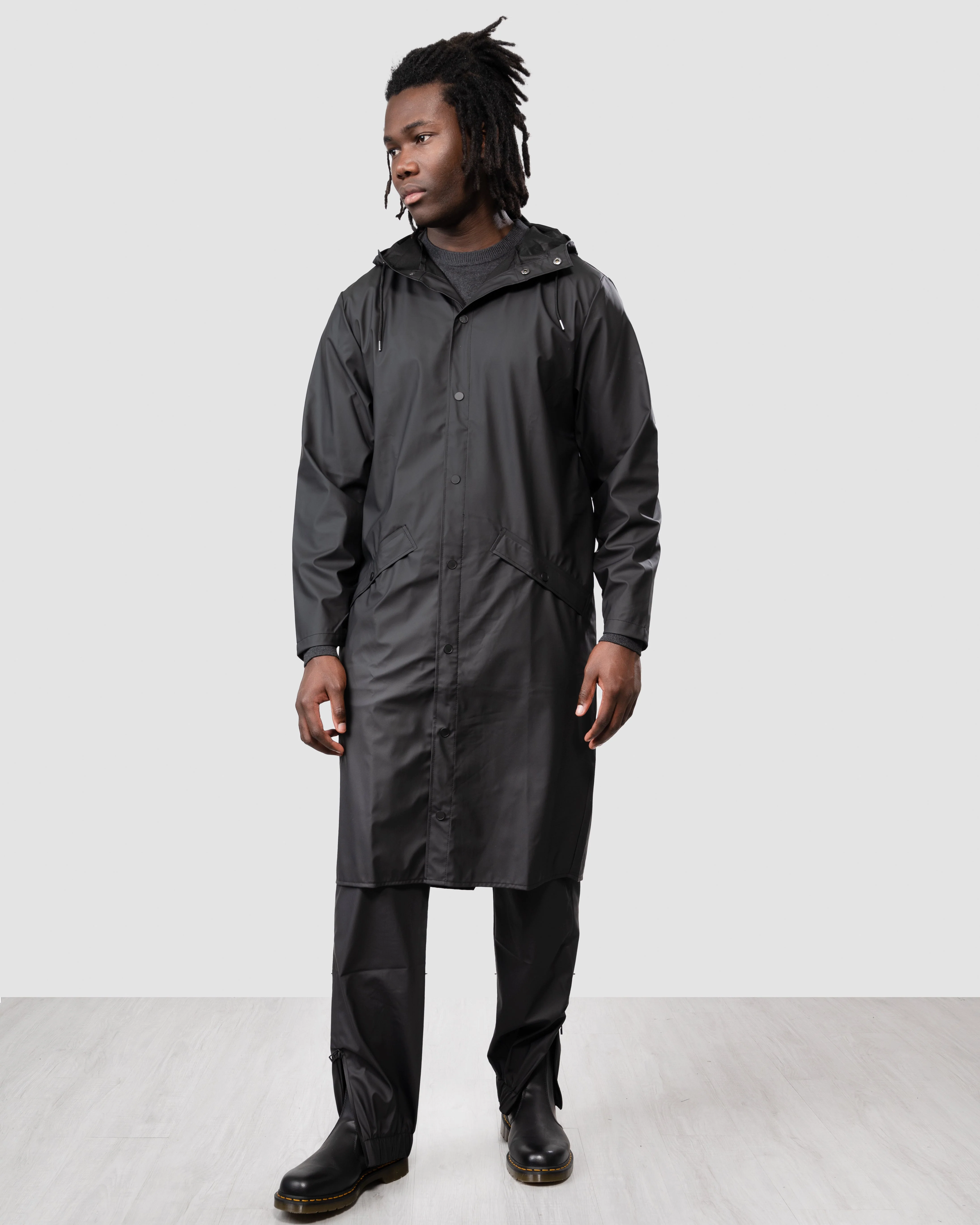 Rains Longer Unisex Jacket - 01 Black - Image 2