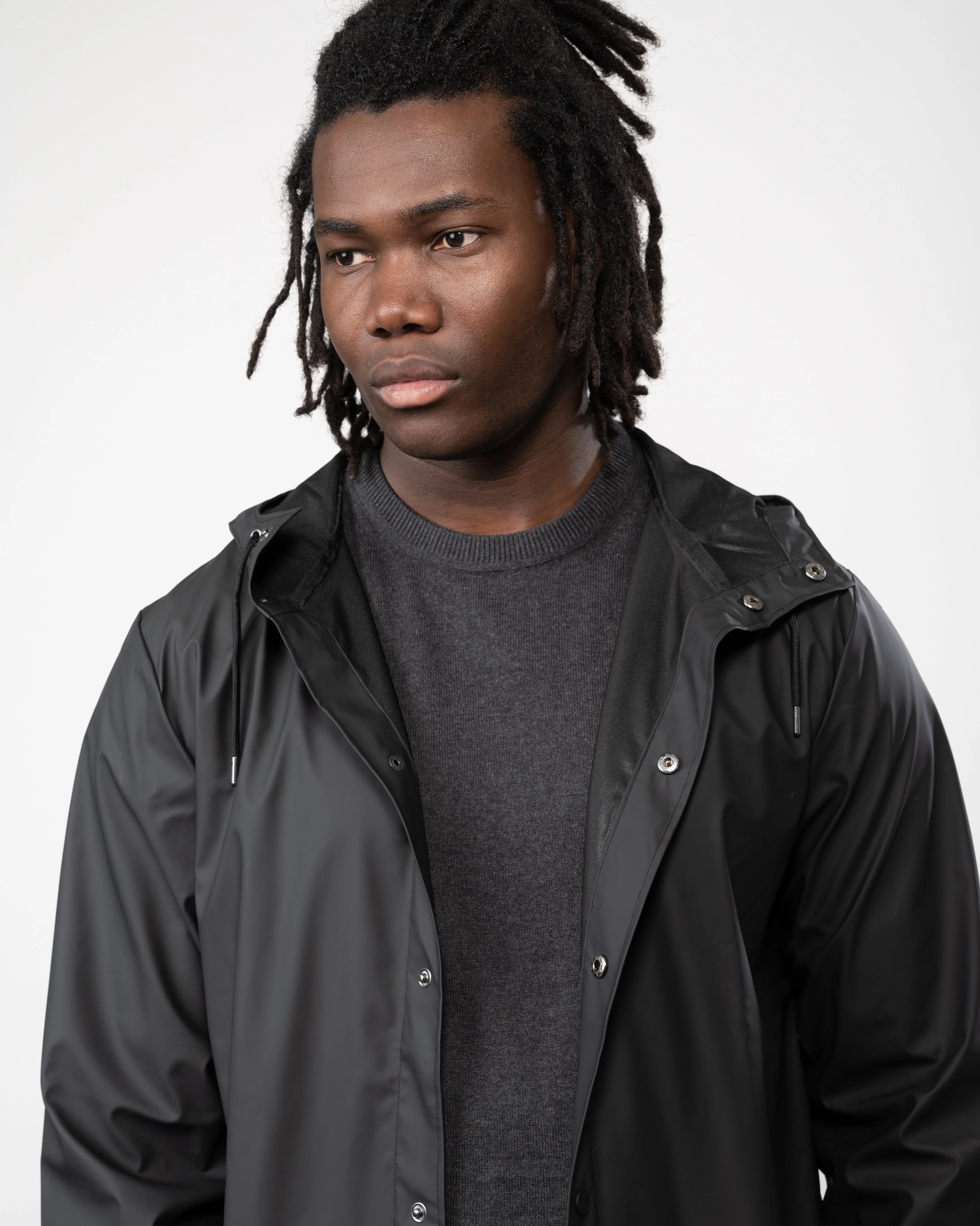 Rains Longer Unisex Jacket - 01 Black - Image 3
