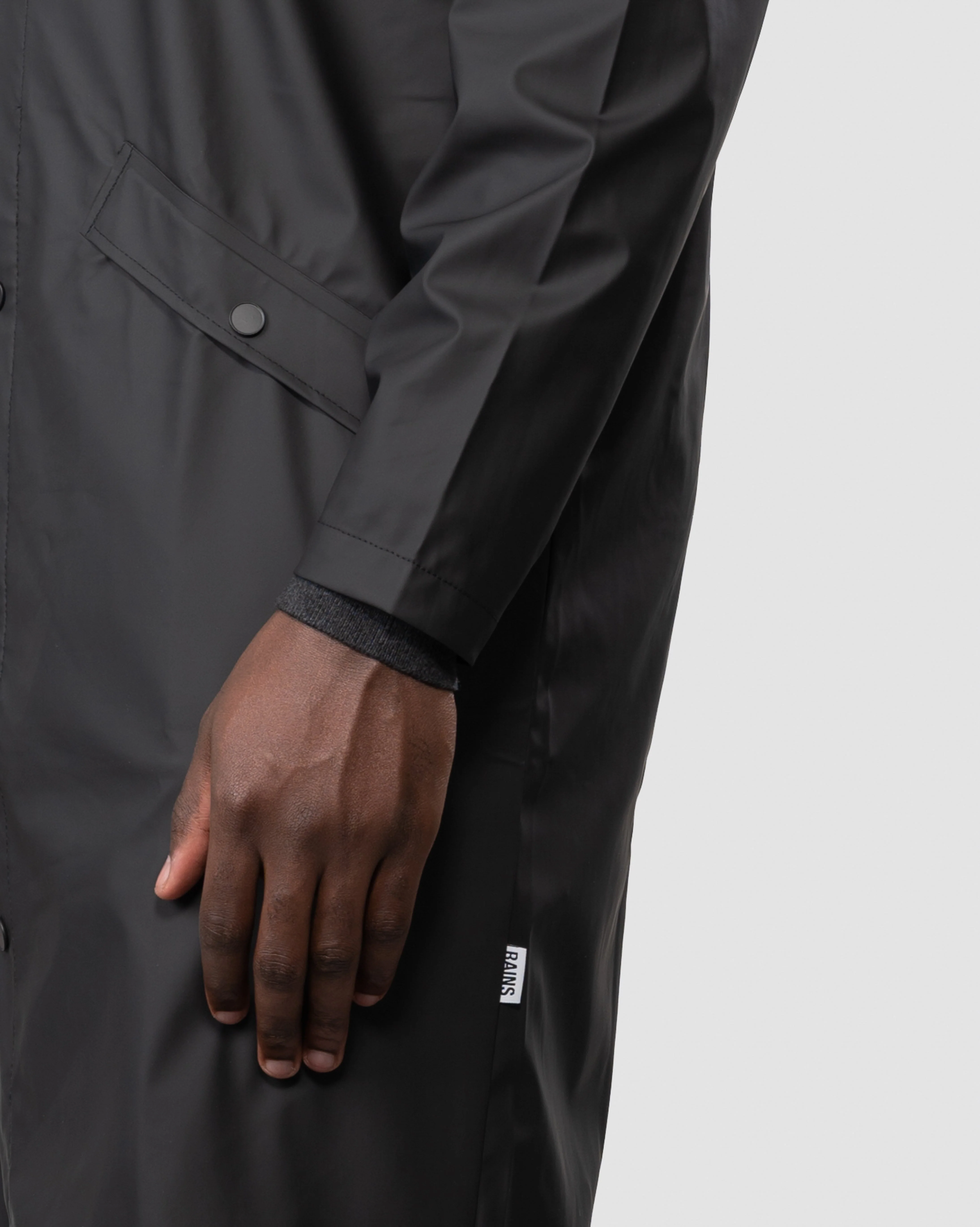 Rains Longer Unisex Jacket - 01 Black - Image 4