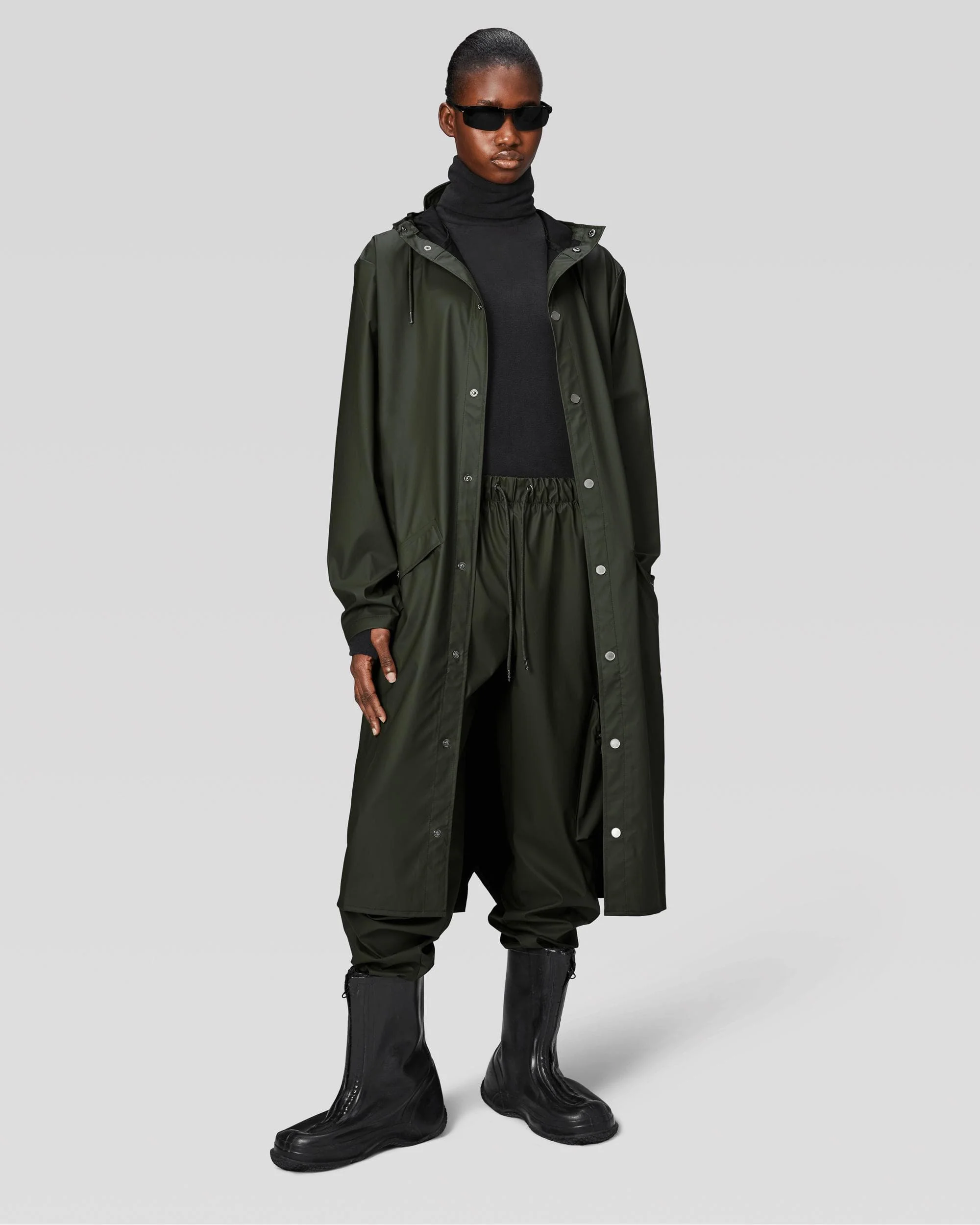 Rains Longer Unisex Jacket - 03 Green - Image 2