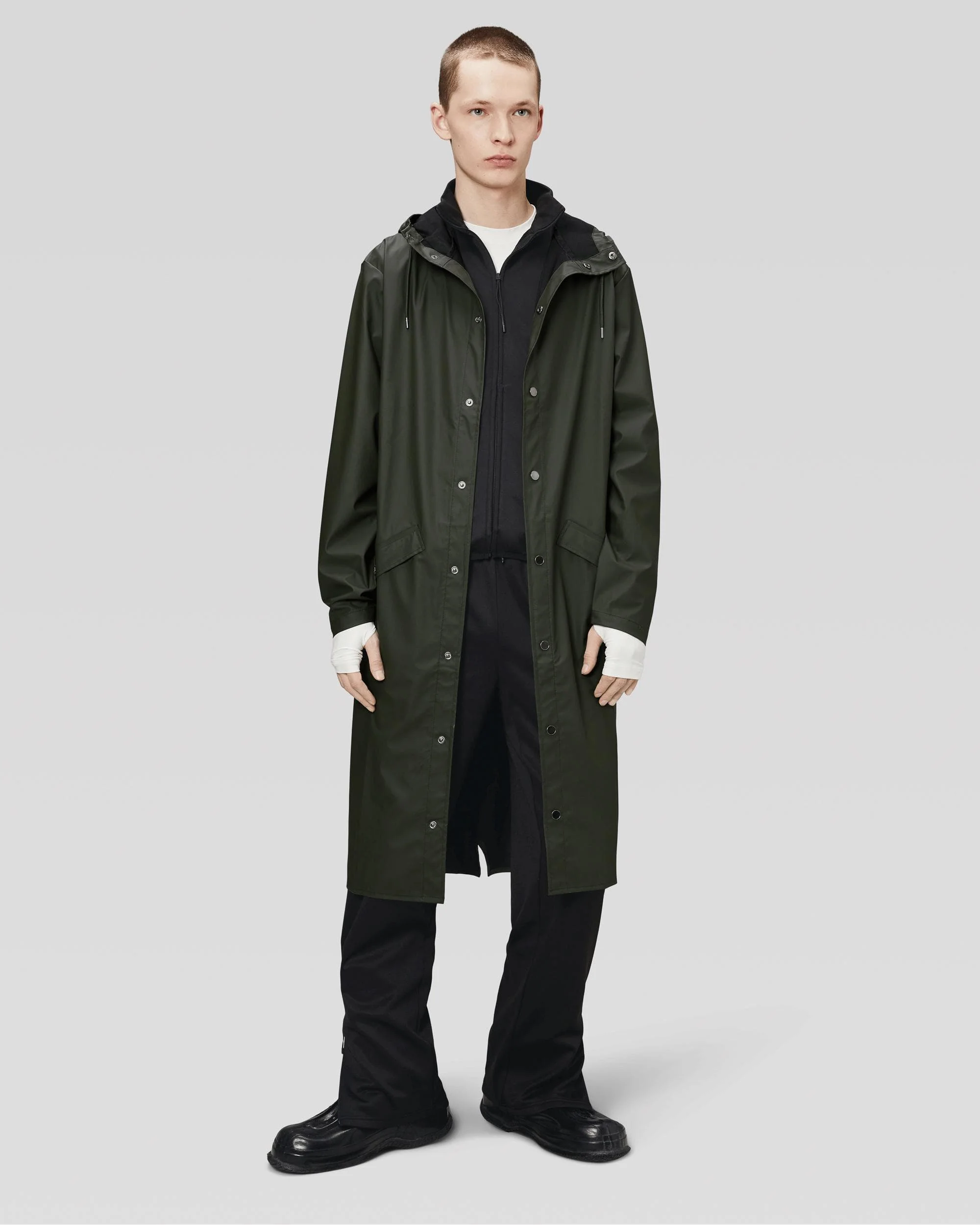 Rains Longer Unisex Jacket - 03 Green - Image 3