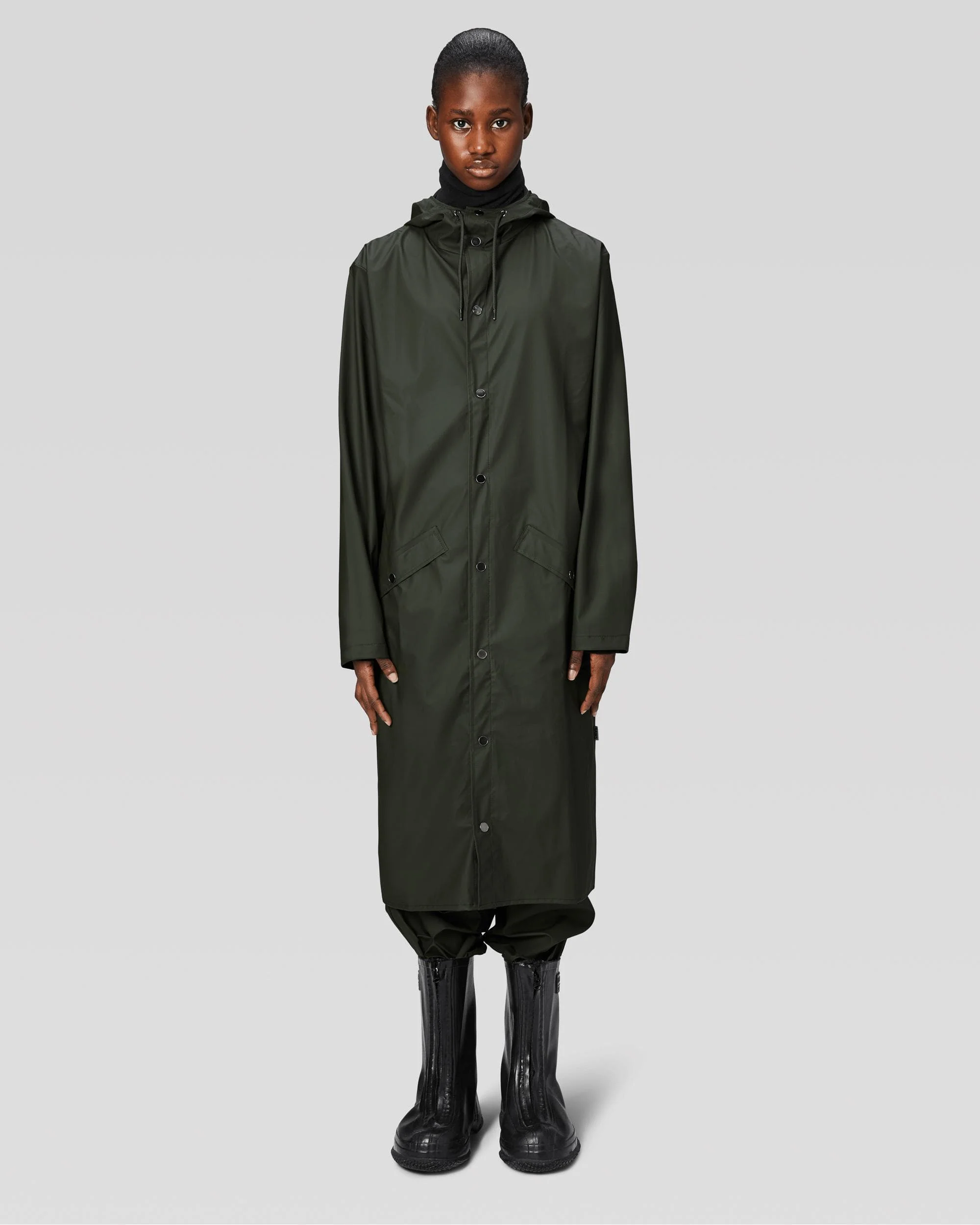 Rains Longer Unisex Jacket - 03 Green - Image 4