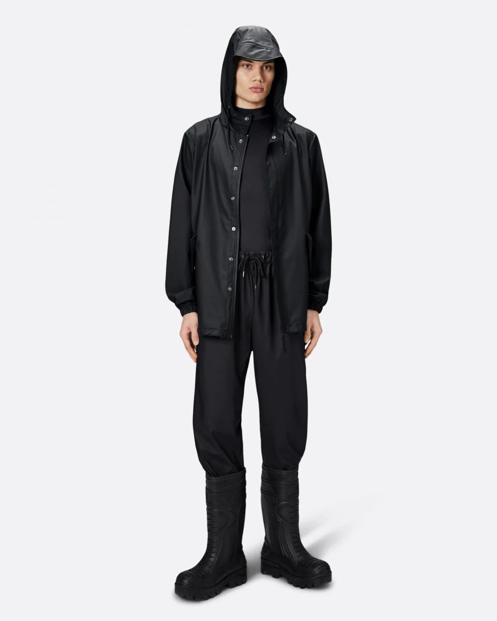 Rains Unisex Fishtail Jacket - 01 Black - Image 3