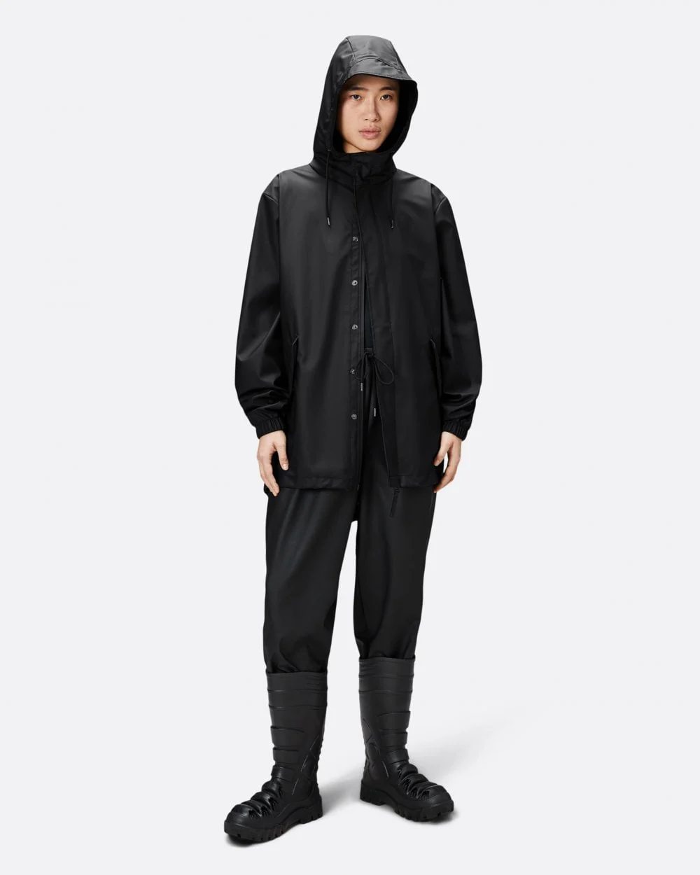 Rains Unisex Fishtail Jacket - 01 Black - Image 5