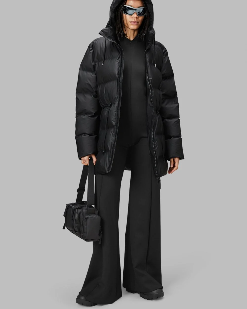 Rains W Alta Unisex Puffer Parka - 01 Black - Image 3