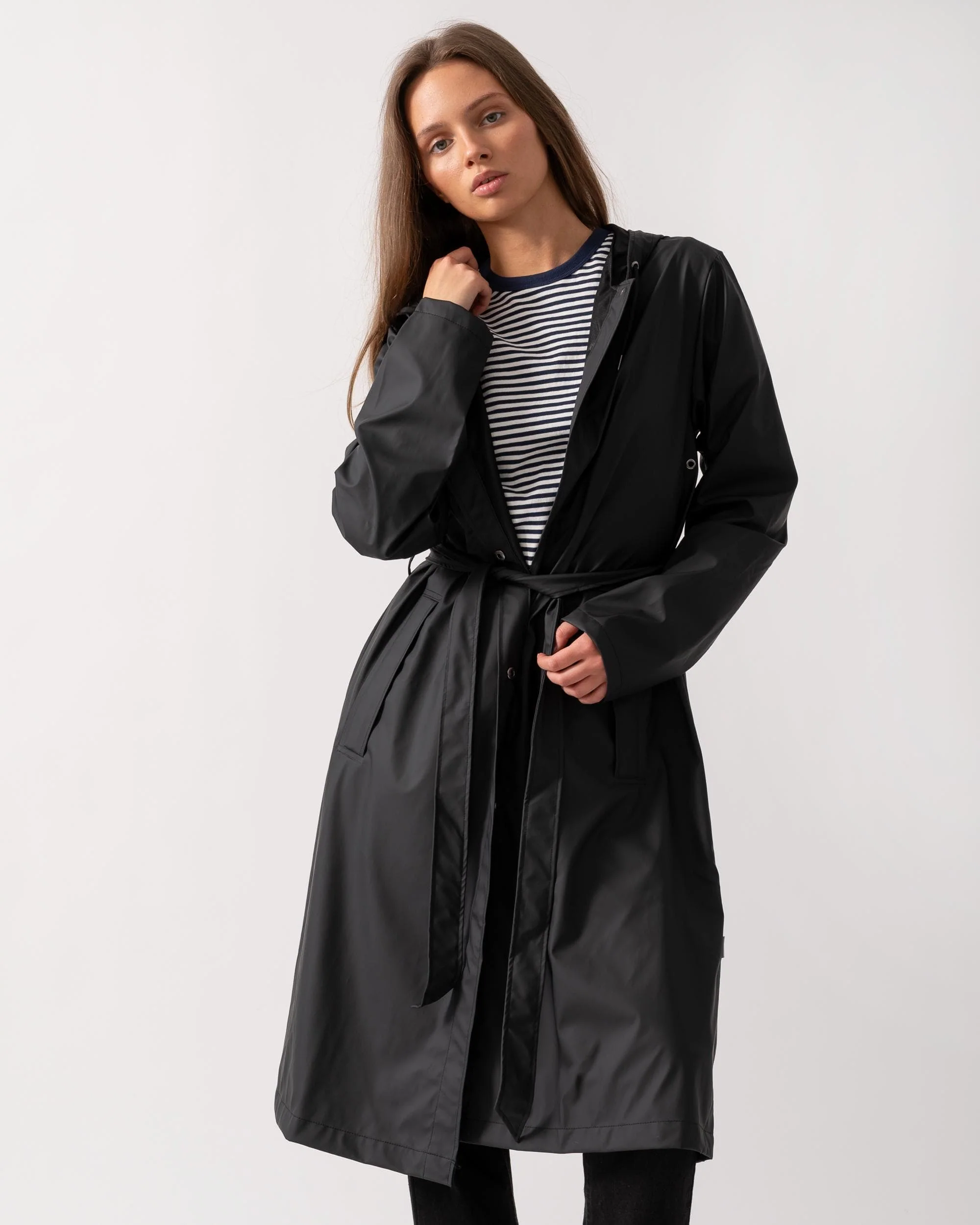 Rains Womens A-Line Longer Jacket - 01 Black - Image 2