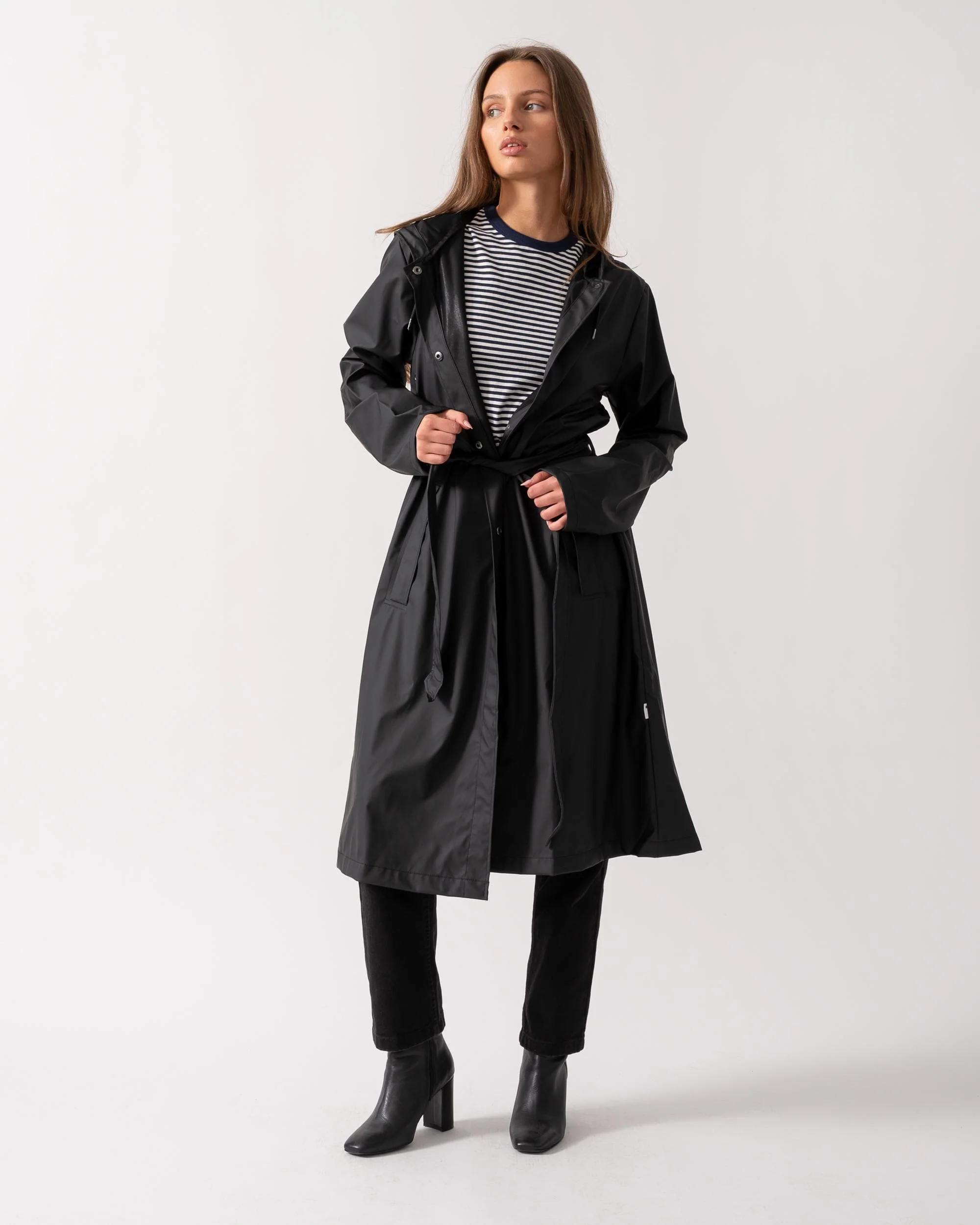 Rains Womens A-Line Longer Jacket - 01 Black - Image 3