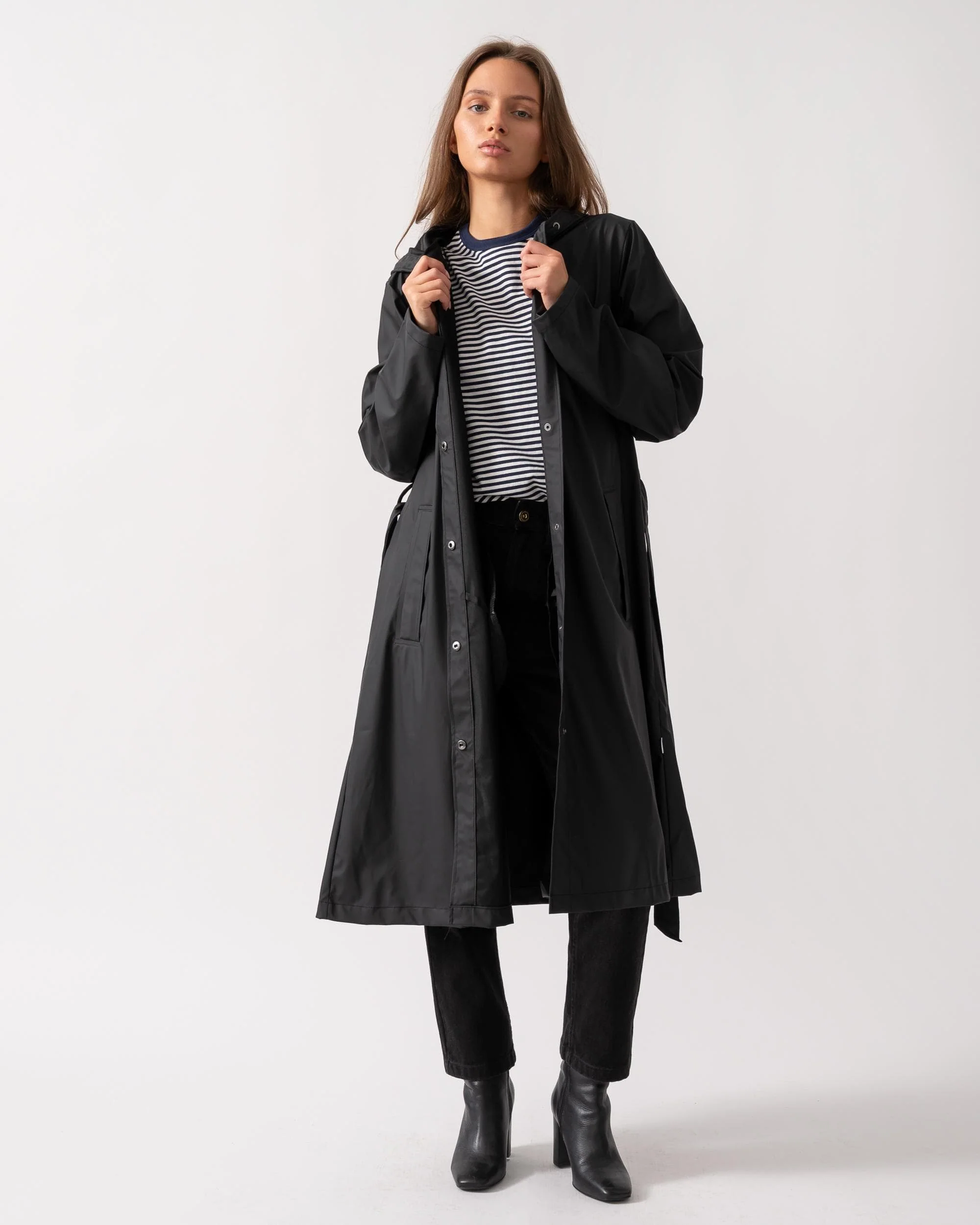 Rains Womens A-Line Longer Jacket - 01 Black - Image 5
