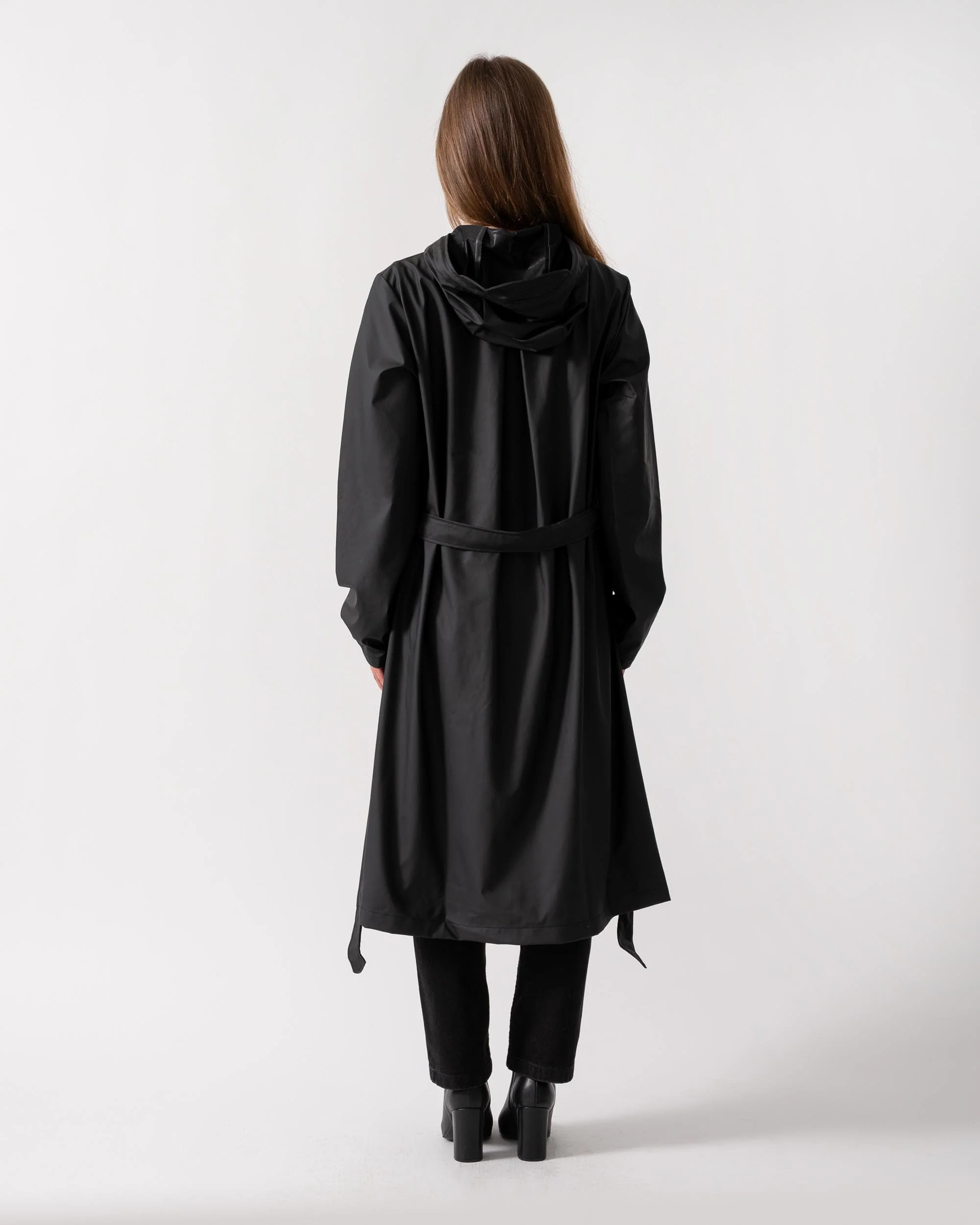 Rains Womens A-Line Longer Jacket - 01 Black - Image 6