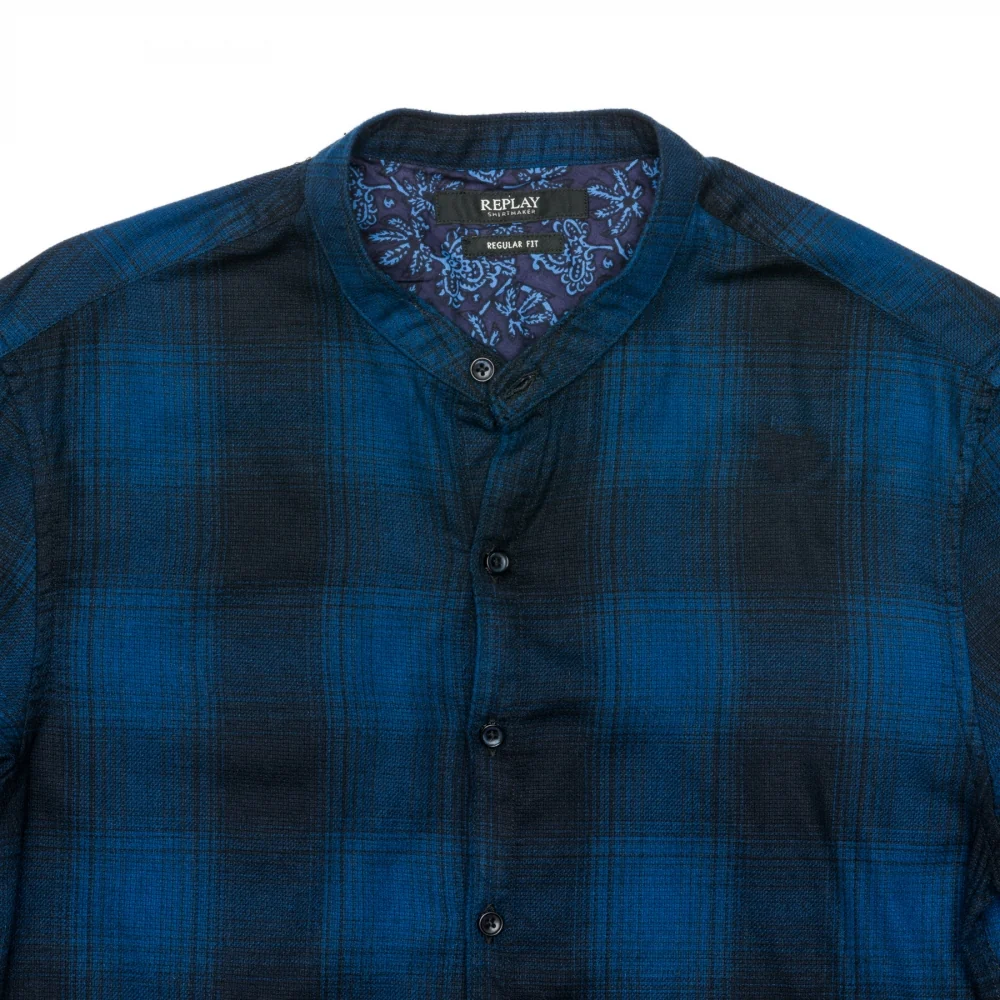 Replay Check Printed Cotton Dobby Mens Shirt - Image 2