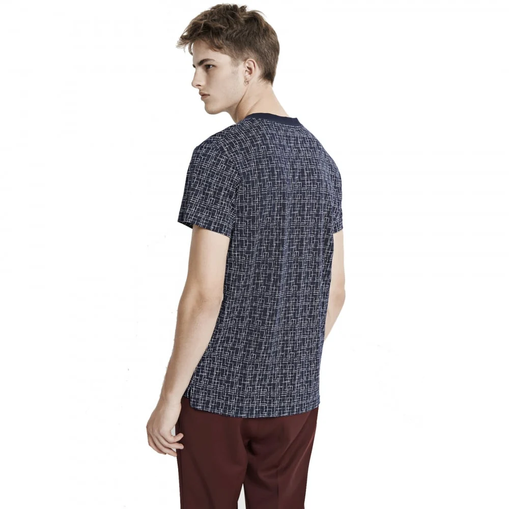 Samsoe & Samsoe Balfrin O-N SS Mens Top - Blue Cross Aop - Image 2