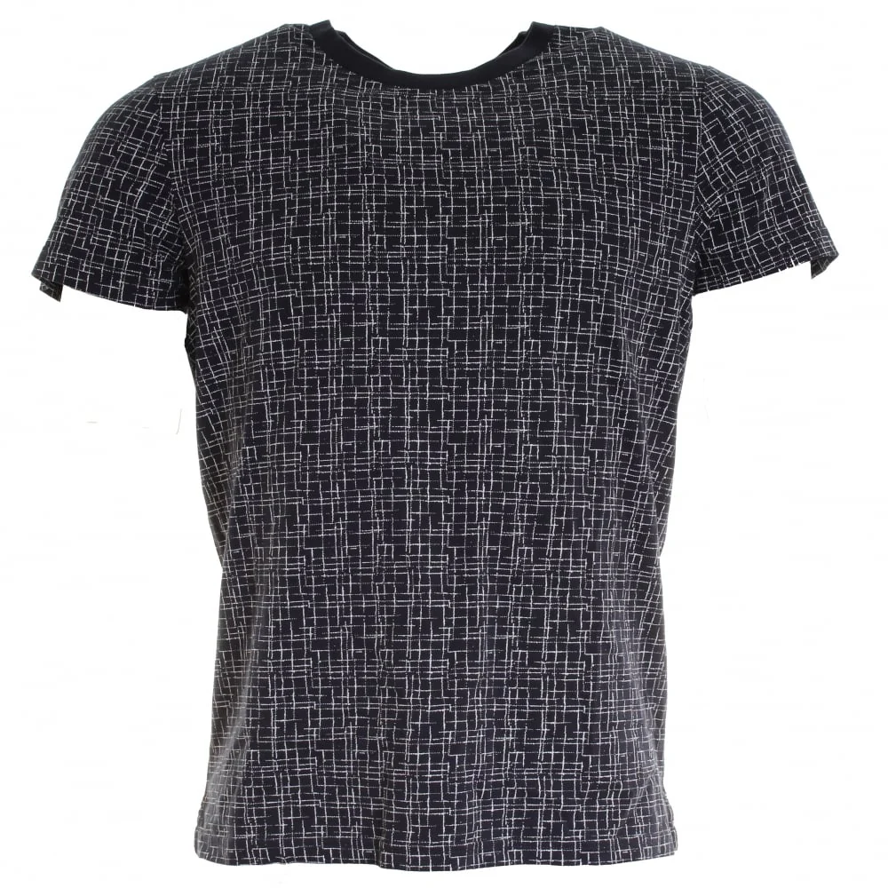 Samsoe & Samsoe Balfrin O-N SS Mens Top - Blue Cross Aop - Image 3