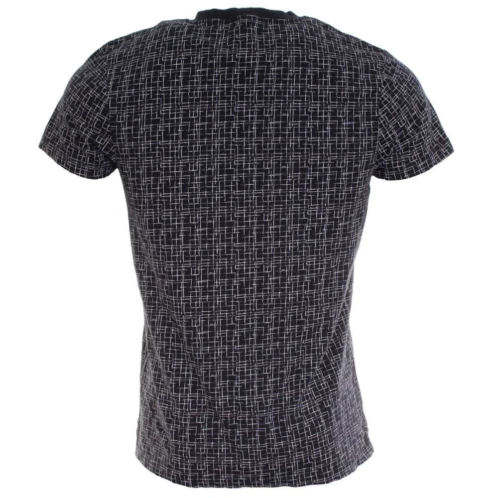 Samsoe & Samsoe Balfrin O-N SS Mens Top - Blue Cross Aop - Image 4