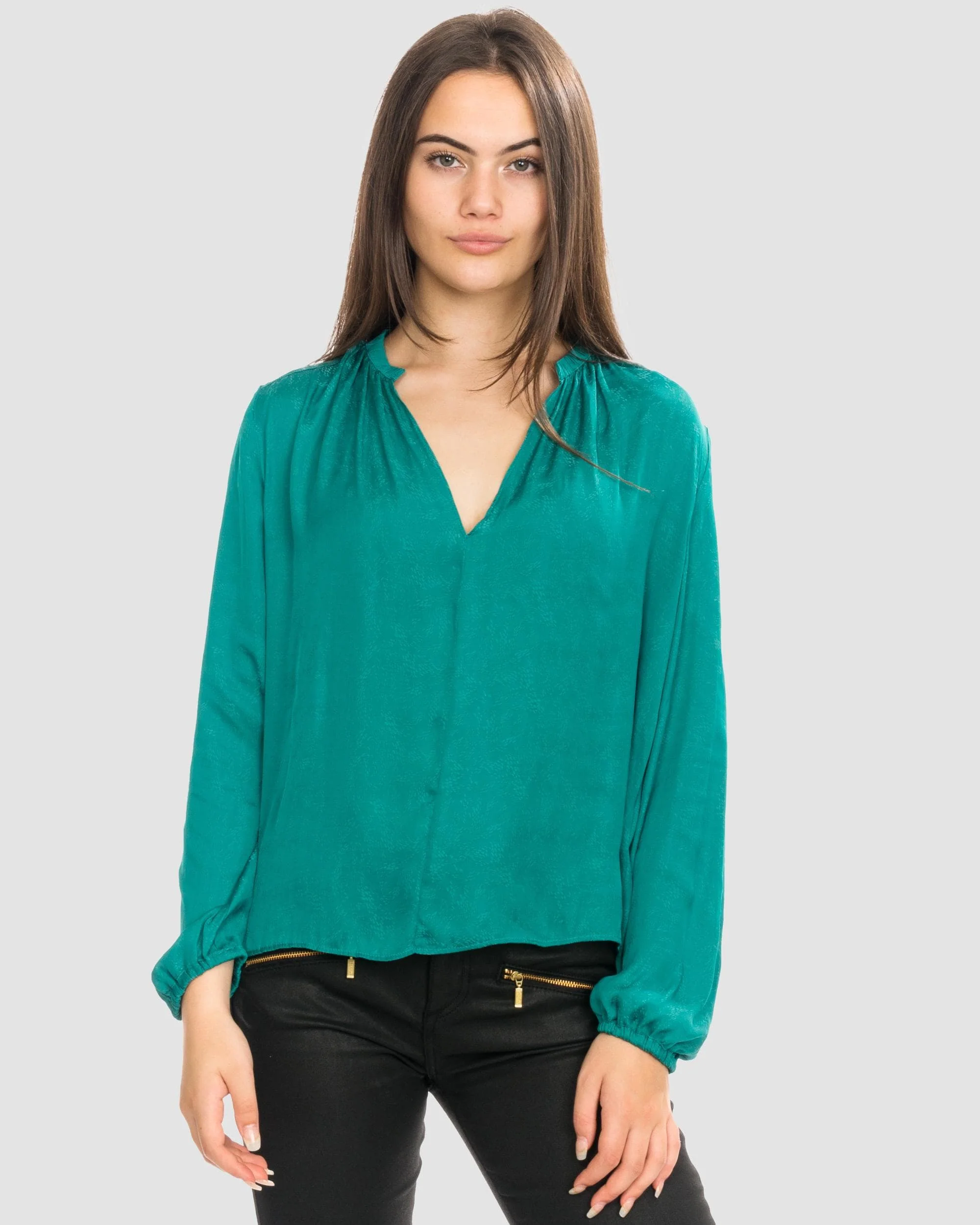 Samsoe & Samsoe Elva ls Womens Blouse 10793 - Quetzal Green - Image 3