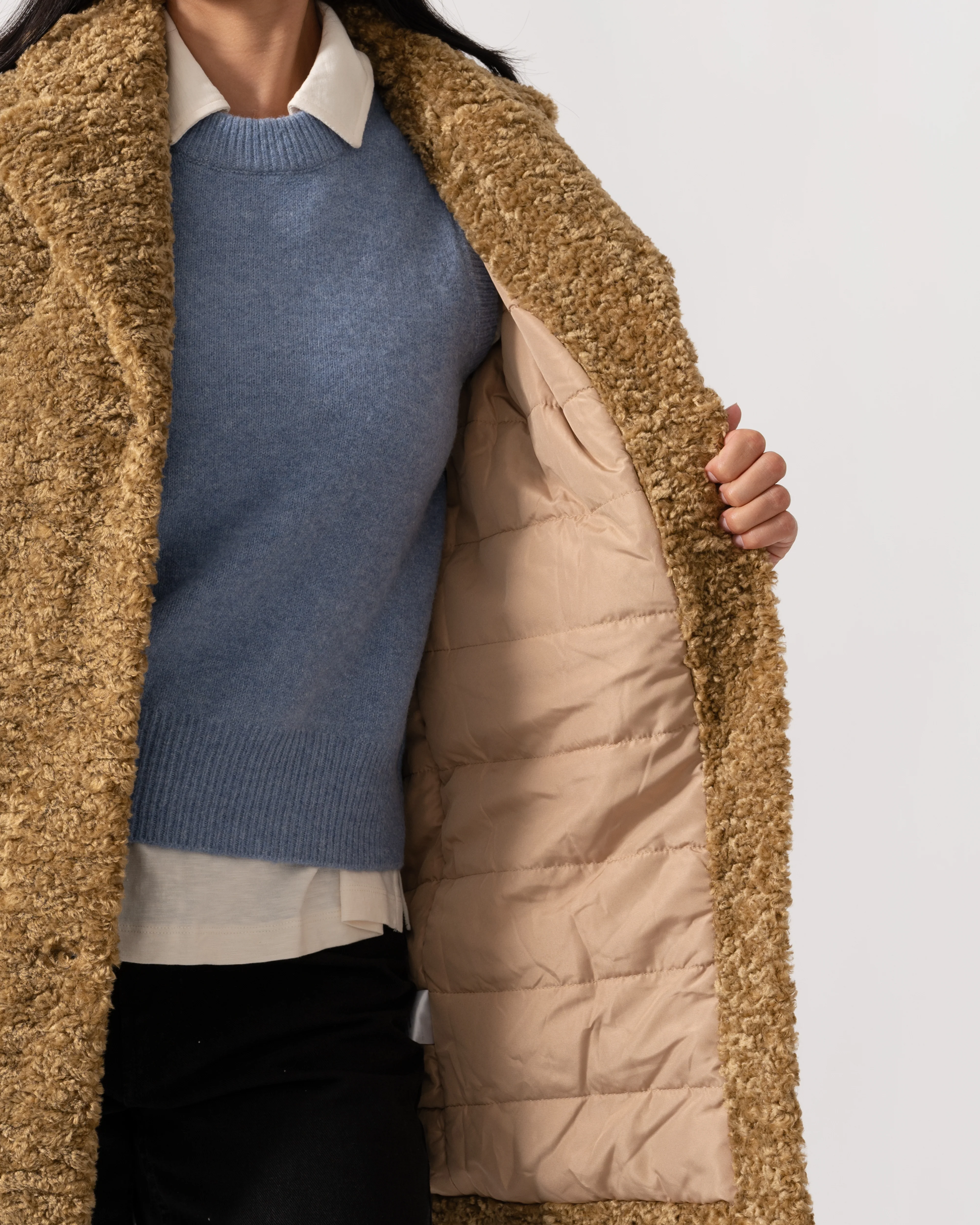 Samsoe & Samsoe Natja Womens Faux Fur Teddy Bear Coat - Image 4