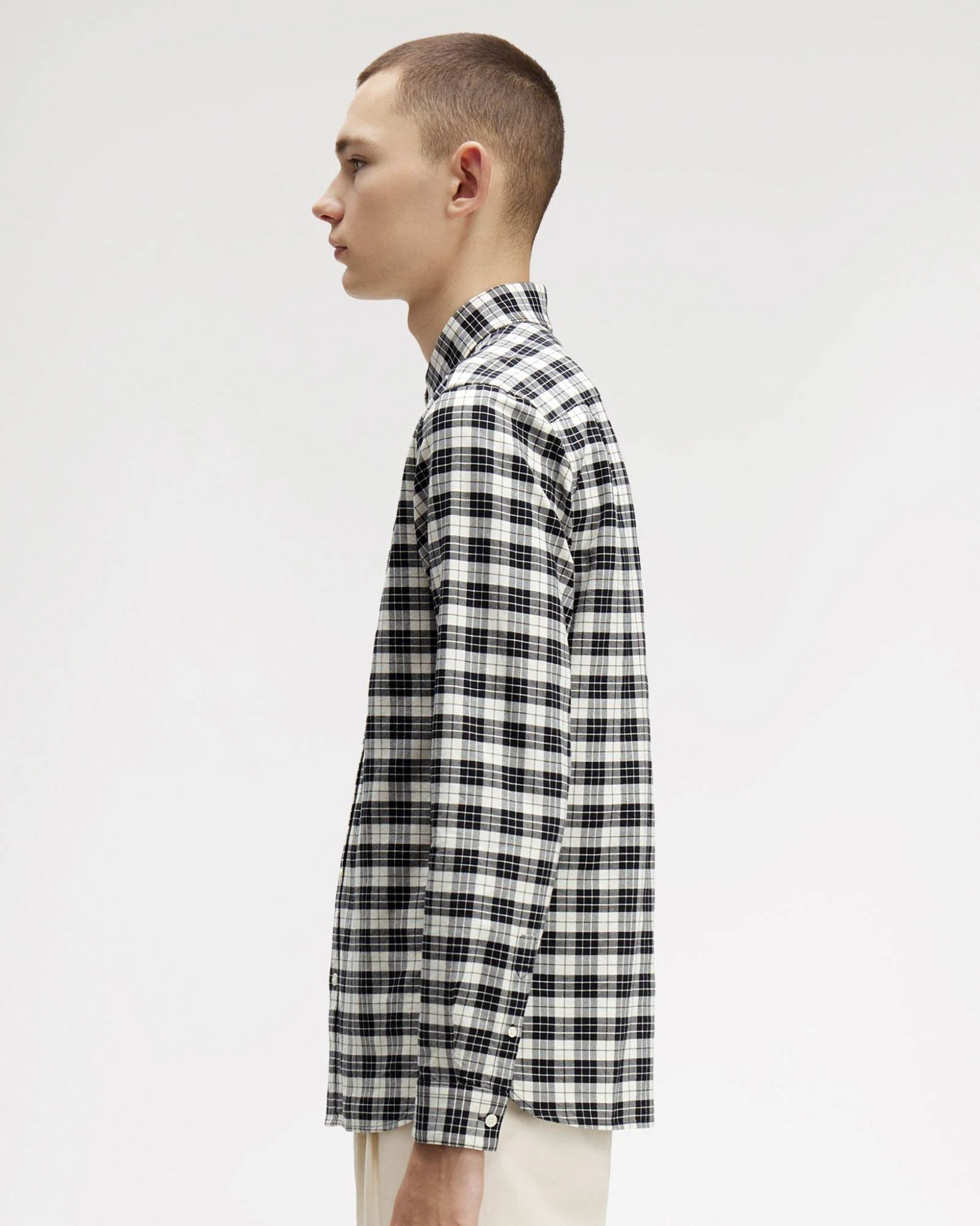 Fred Perry Tartan Oxford Shirt - Ecru 560 - Image 5
