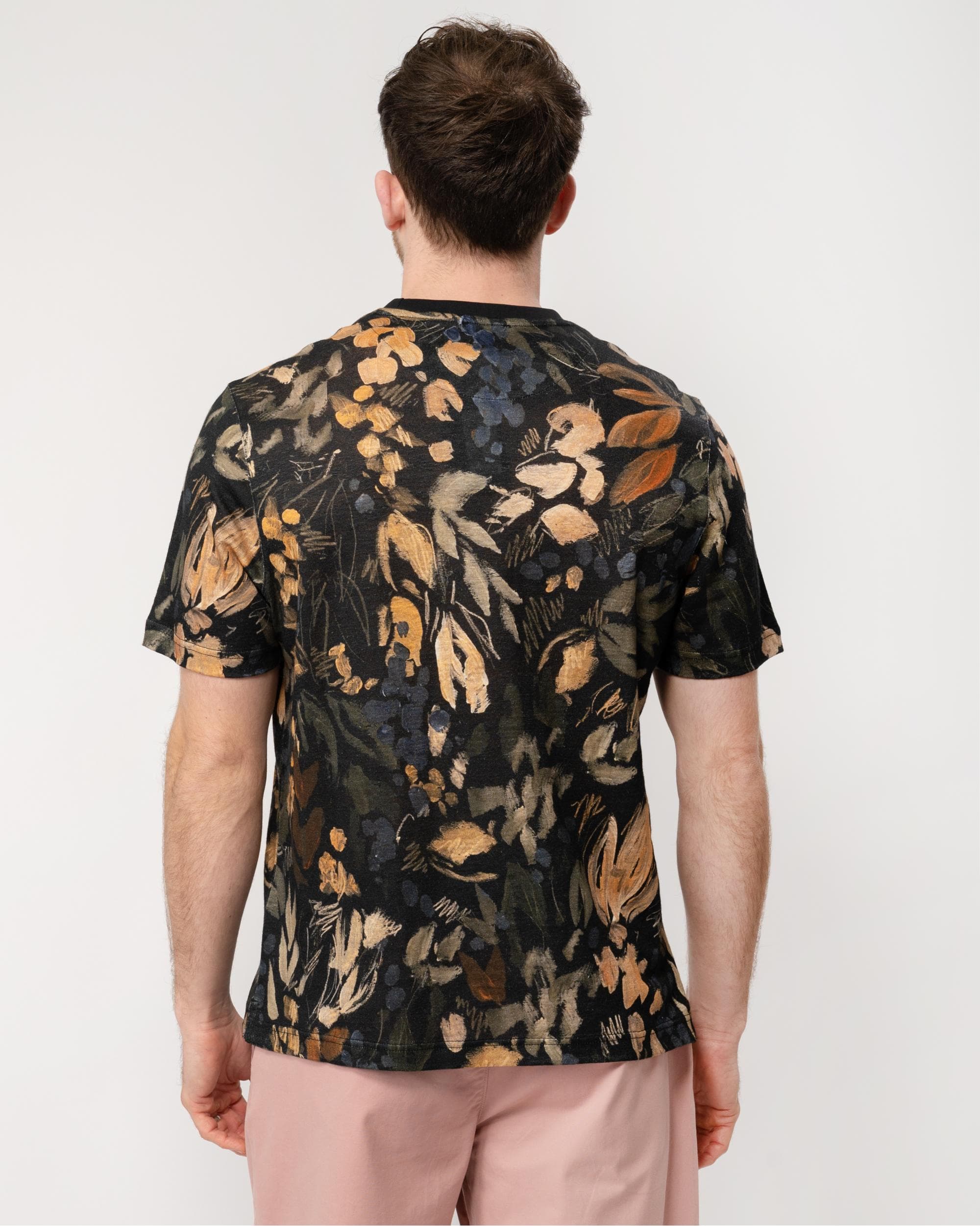 Ted Baker Allpine Mens Short Sleeve Printed Linen T-Shirt - Image 4