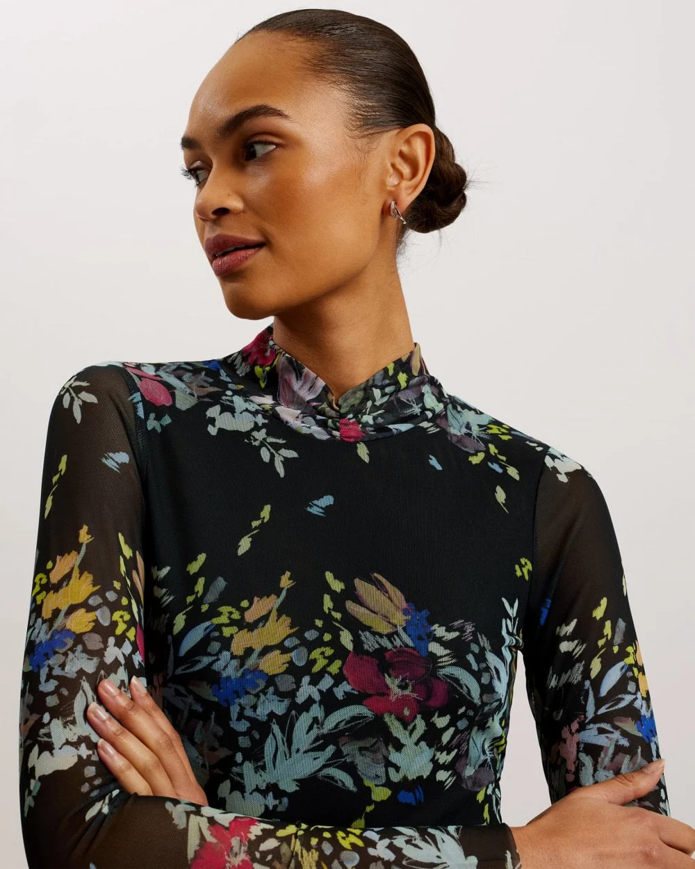 Ted Baker Amandha Womens Printed Mesh Long Sleeve Top - Image 3