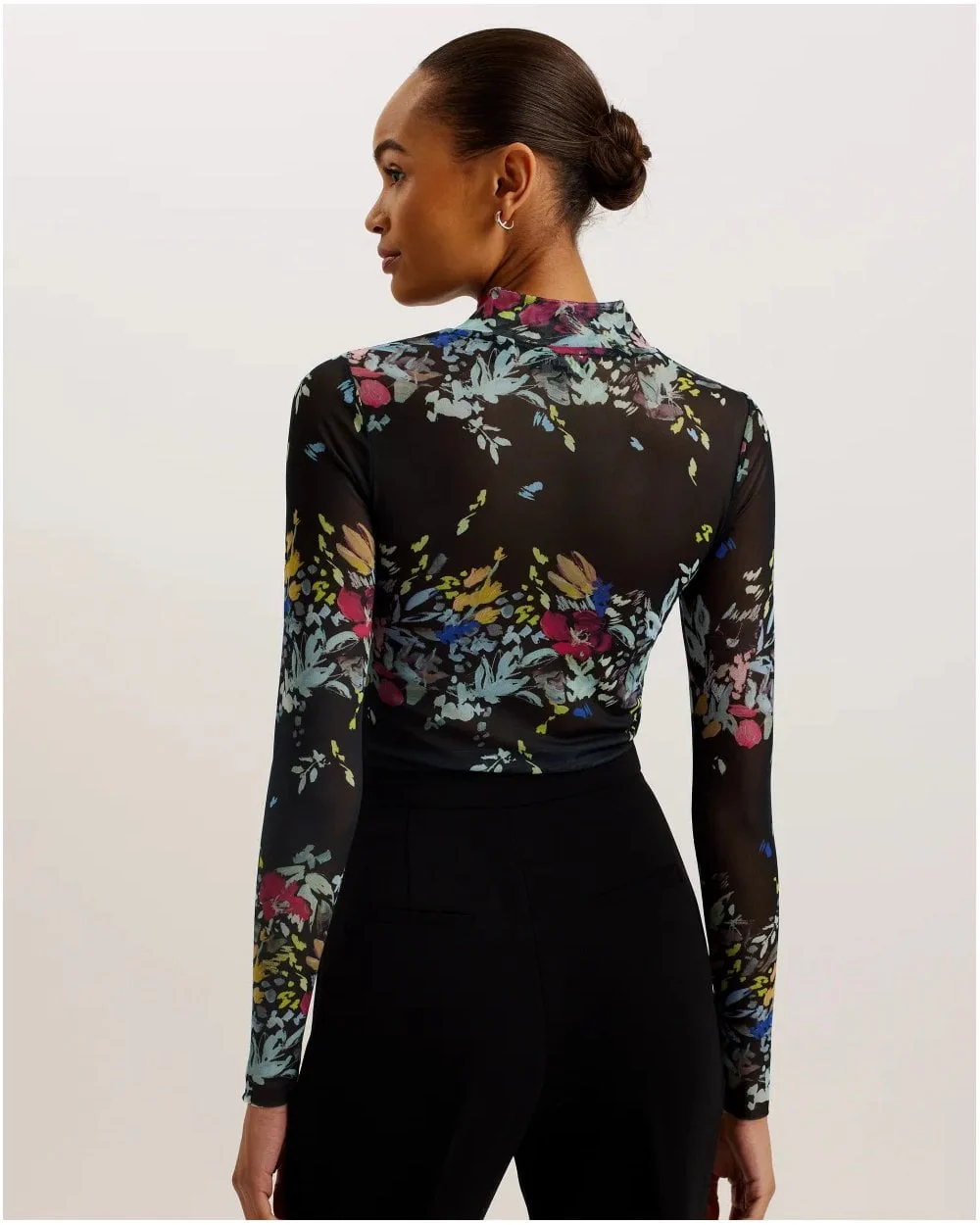 Ted Baker Amandha Womens Printed Mesh Long Sleeve Top - Image 6