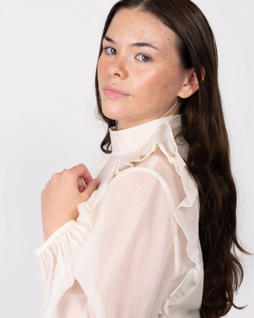 Ted Baker Aubreei Womens Knit Rib Collar Top With Balloon Sleeves - Image 2