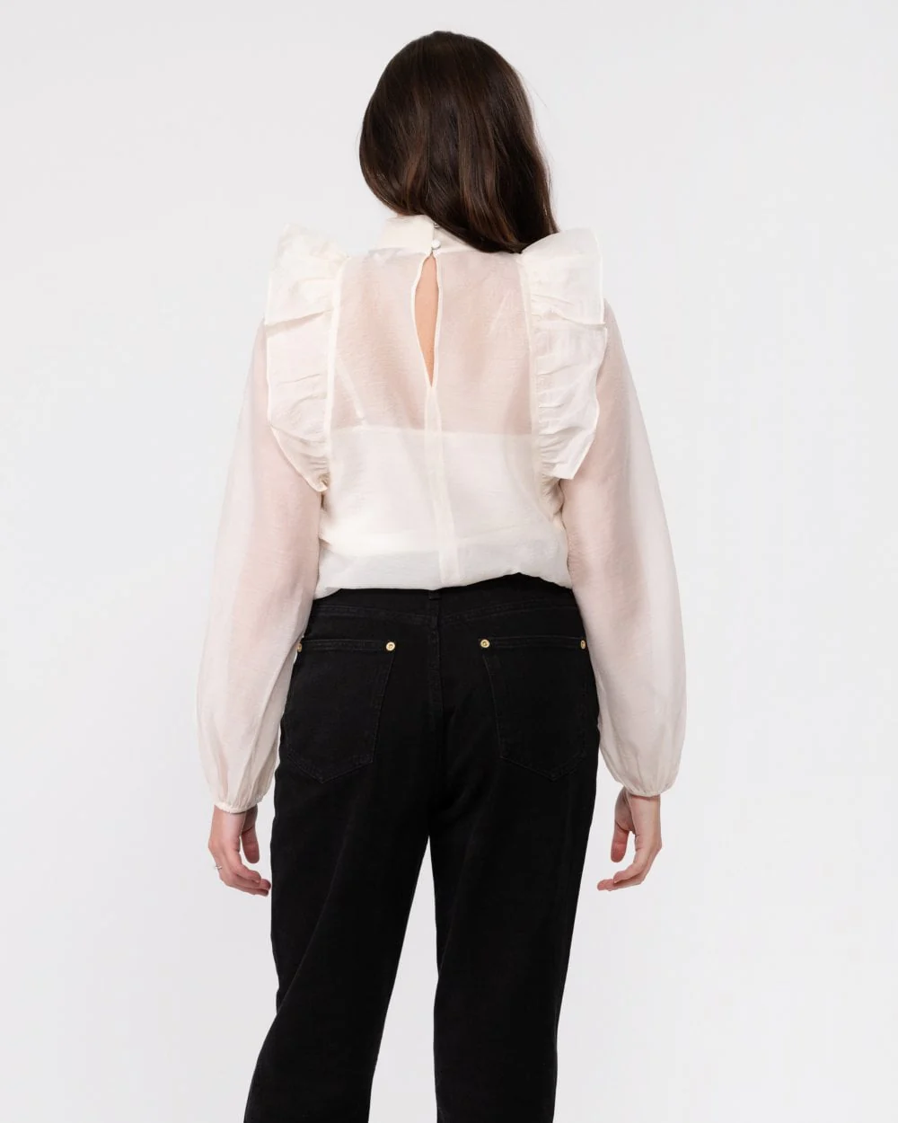 Ted Baker Aubreei Womens Knit Rib Collar Top With Balloon Sleeves - Image 4