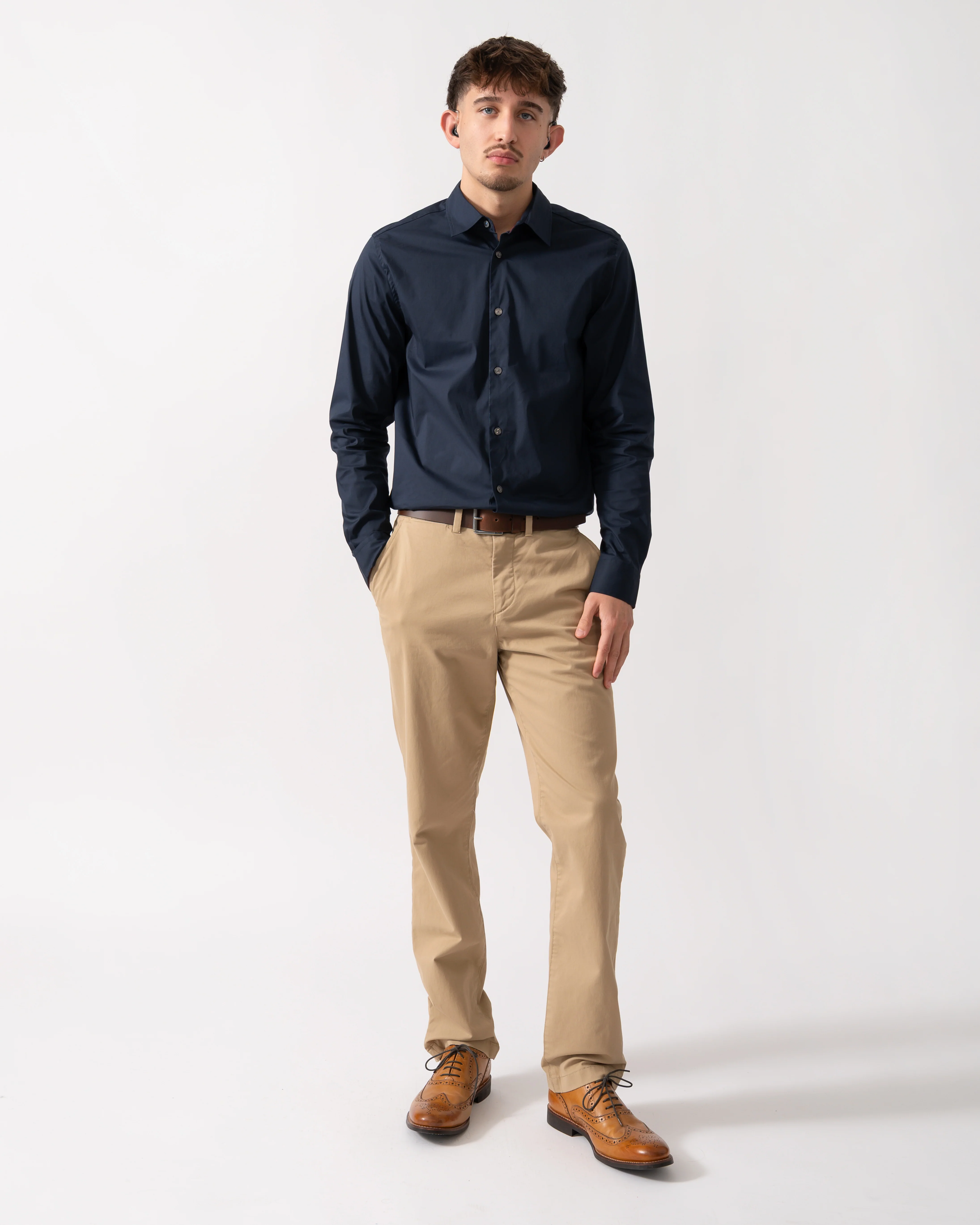 Ted Baker Baxters Mens Long Sleeve Slim Stretch Shirt - Navy - Image 2