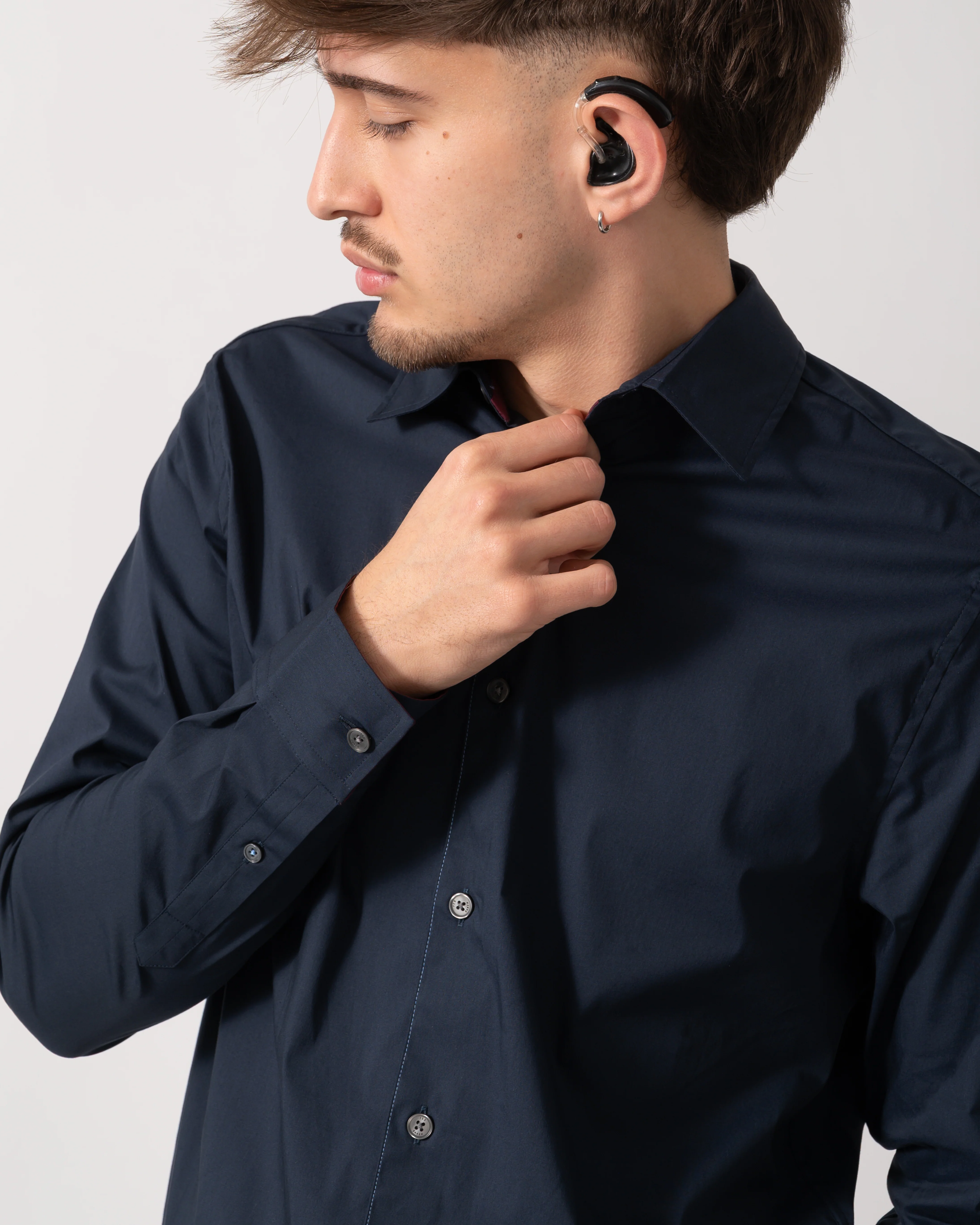 Ted Baker Baxters Mens Long Sleeve Slim Stretch Shirt - Navy - Image 4