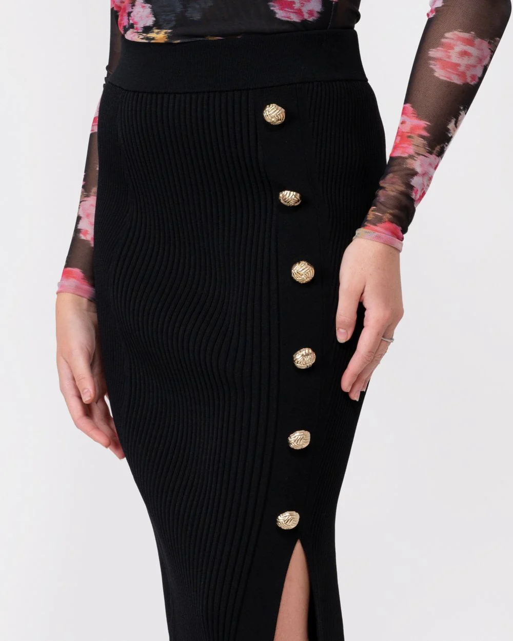 Ted Baker Betylou Womens Rib Detail Biker Knit Skirt - Image 2