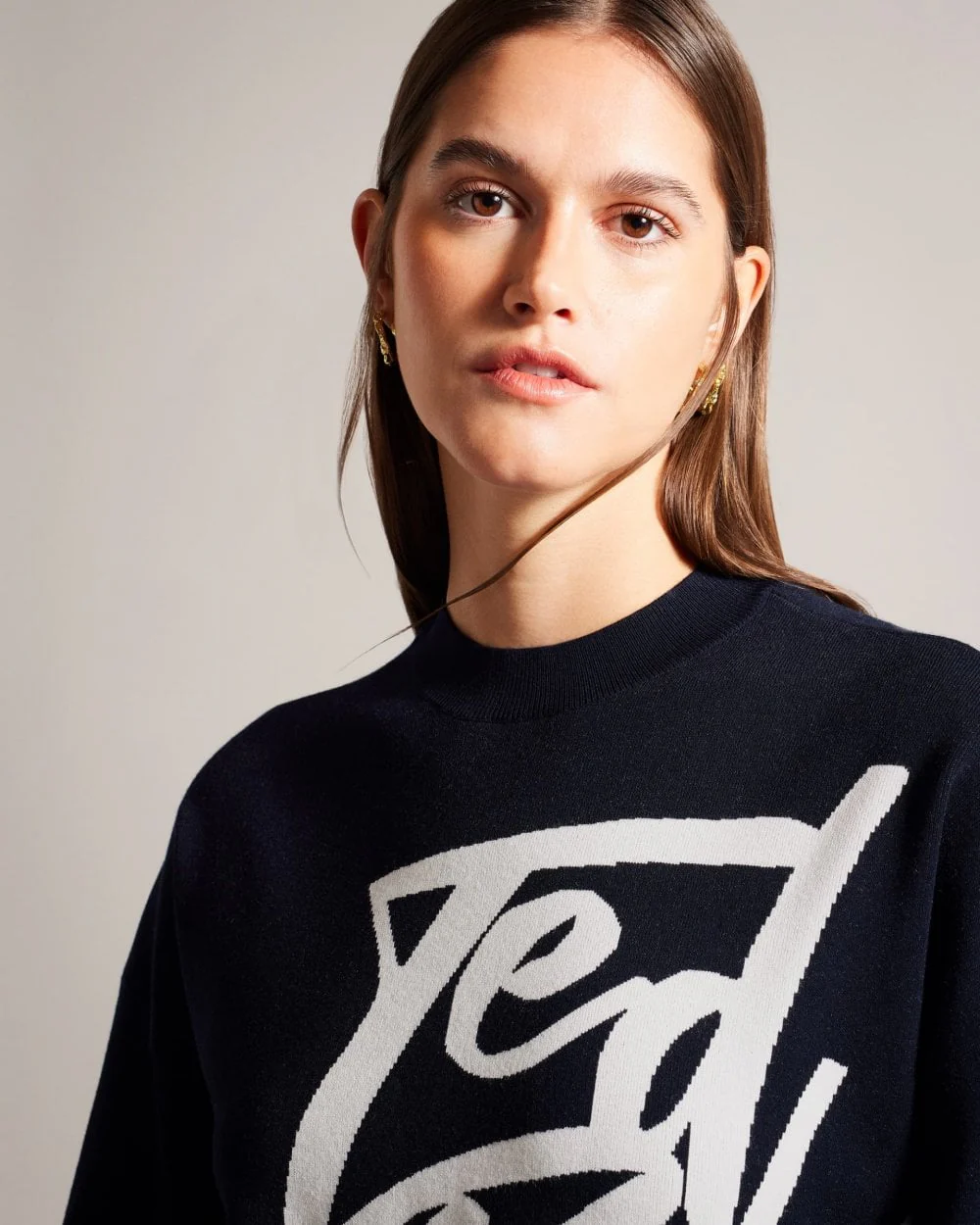 Ted Baker Emallly Womens Branded Jacquard Knit Jumper - Image 2
