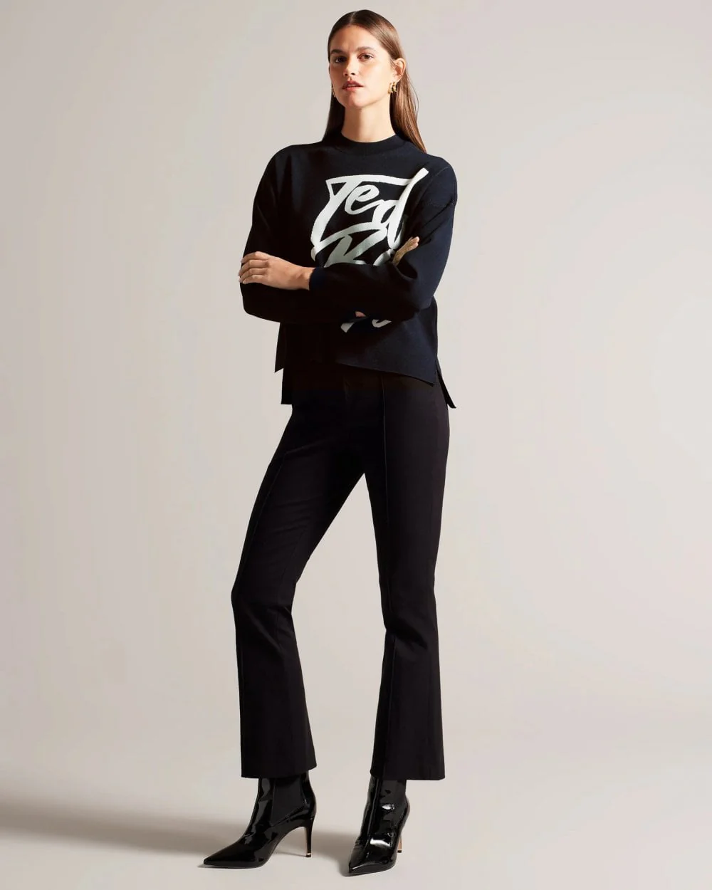 Ted Baker Emallly Womens Branded Jacquard Knit Jumper - Image 3