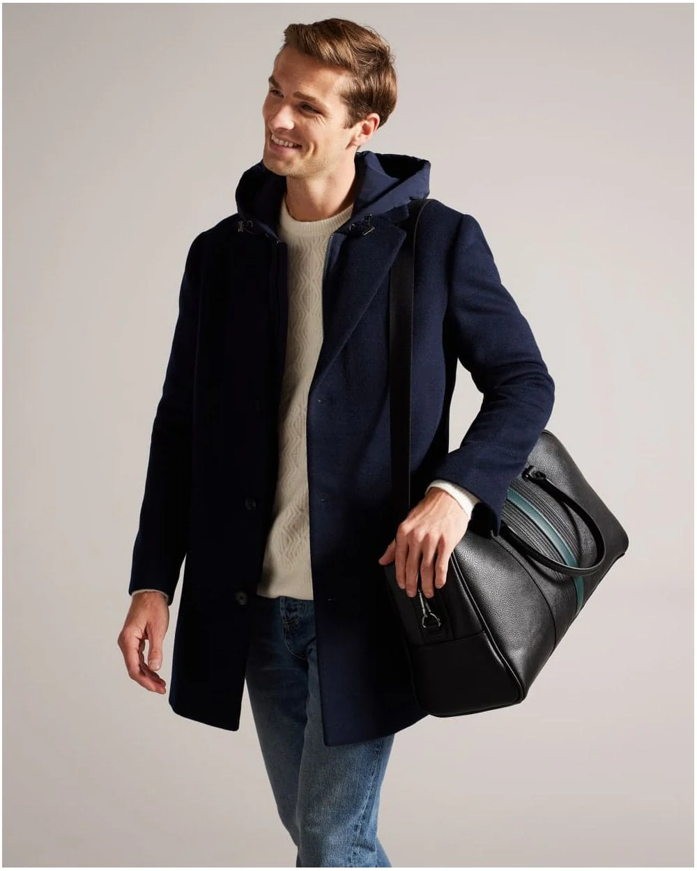 Ted Baker Evian Mens Striped PU Bowler Bag - Image 5