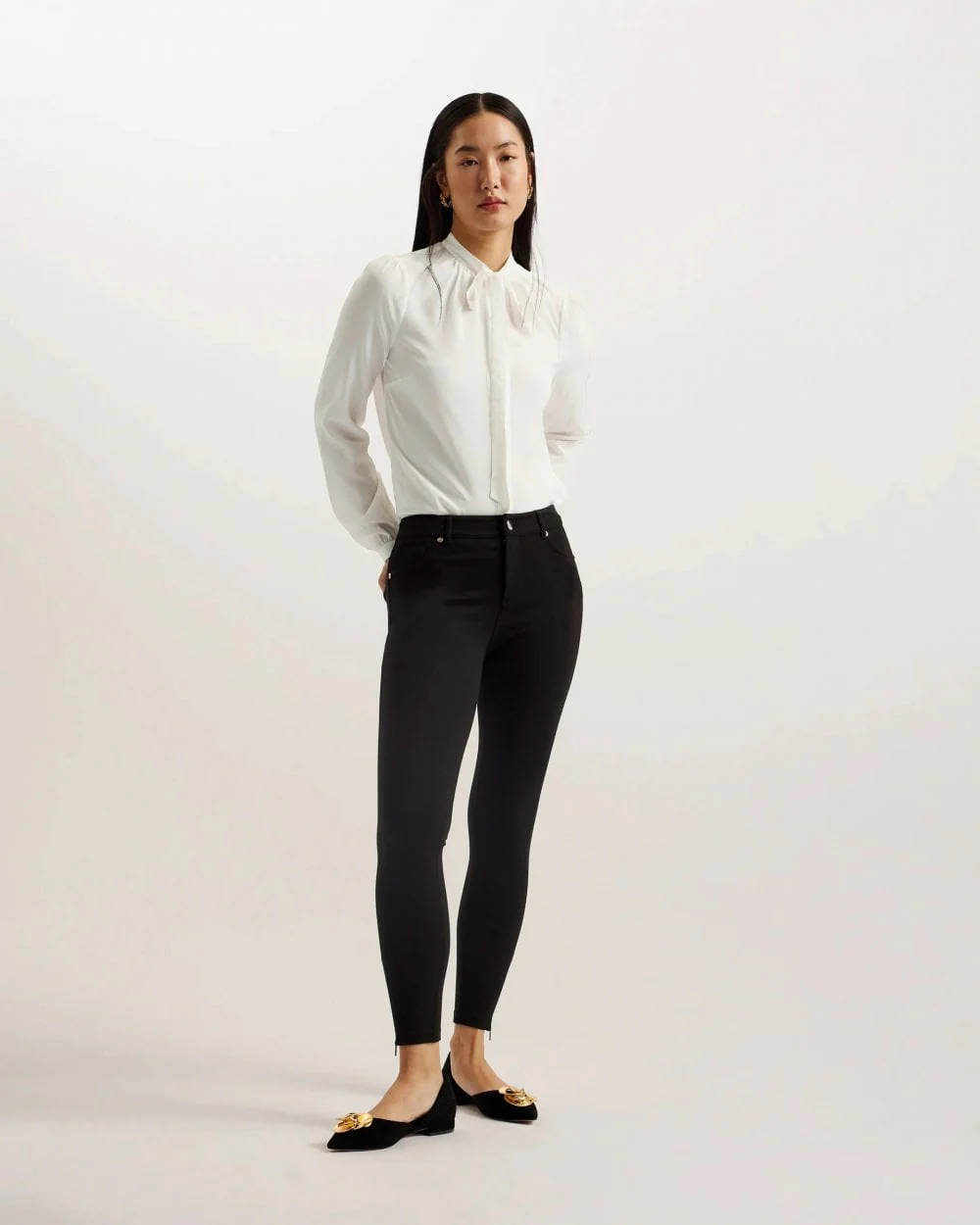 Ted Baker Hazelll Womens Stand Collar Shirt With Neck Tie Detail - Image 2