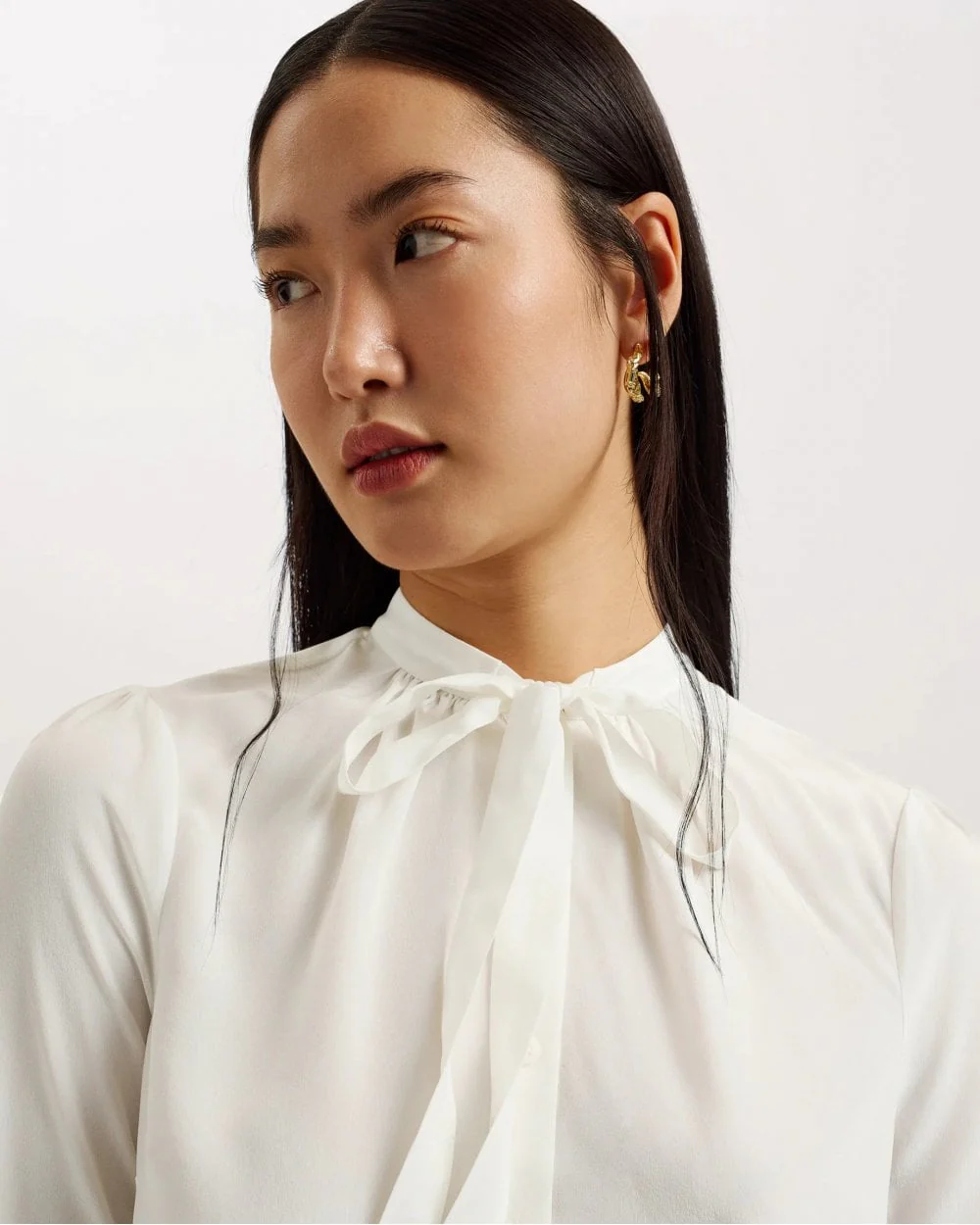 Ted Baker Hazelll Womens Stand Collar Shirt With Neck Tie Detail - Image 3