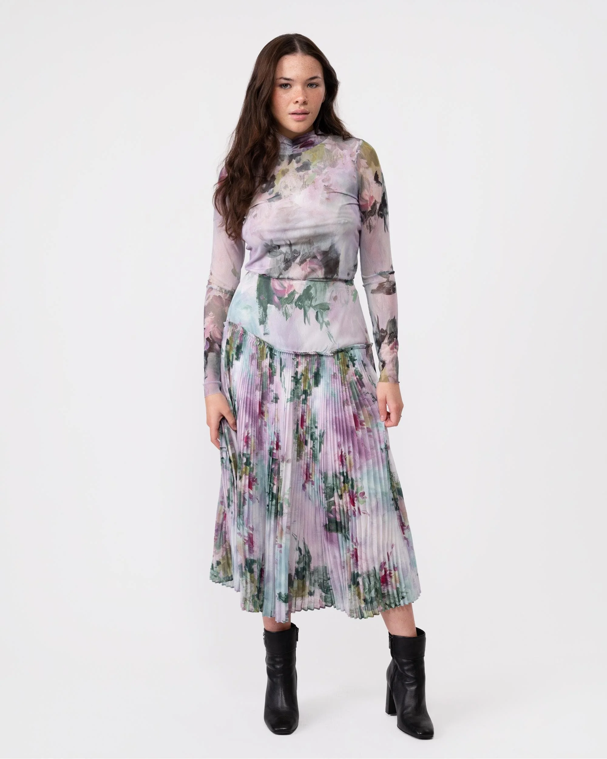 Ted Baker Jasmeee Womens High Neck Printed Mesh Top - Image 3