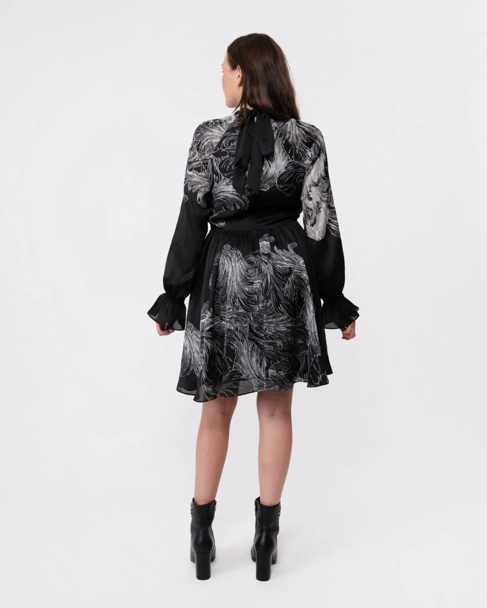Ted Baker Jazmyna Womens Tie Neck Pleat Mini Dress - Image 4