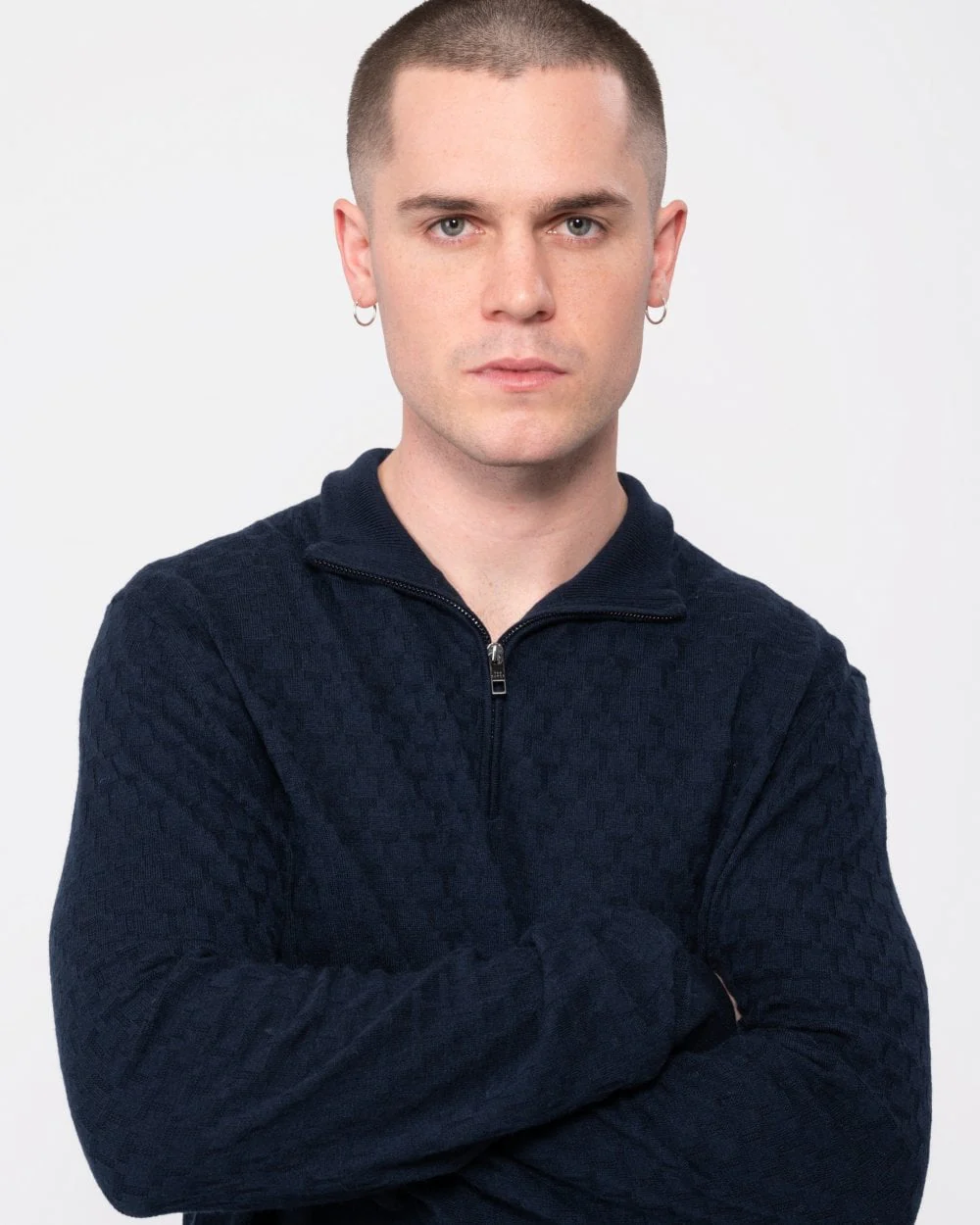 Ted Baker Kurnle Mens Long Sleeve T Knit Funnel Neck Jumper - Navy - Image 2