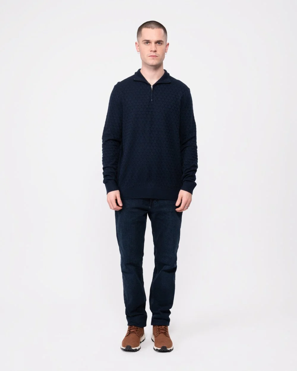 Ted Baker Kurnle Mens Long Sleeve T Knit Funnel Neck Jumper - Navy - Image 3