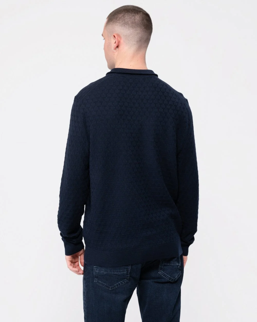 Ted Baker Kurnle Mens Long Sleeve T Knit Funnel Neck Jumper - Navy - Image 4