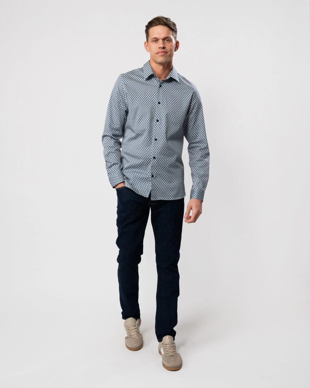 Ted Baker Laceby Mens Long Sleeve Geometric Print Shirt - Image 3
