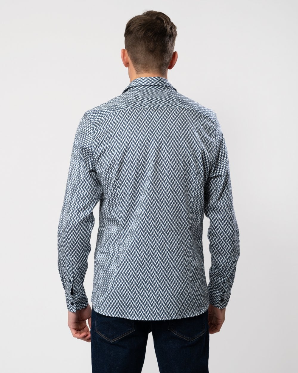 Ted Baker Laceby Mens Long Sleeve Geometric Print Shirt - Image 4
