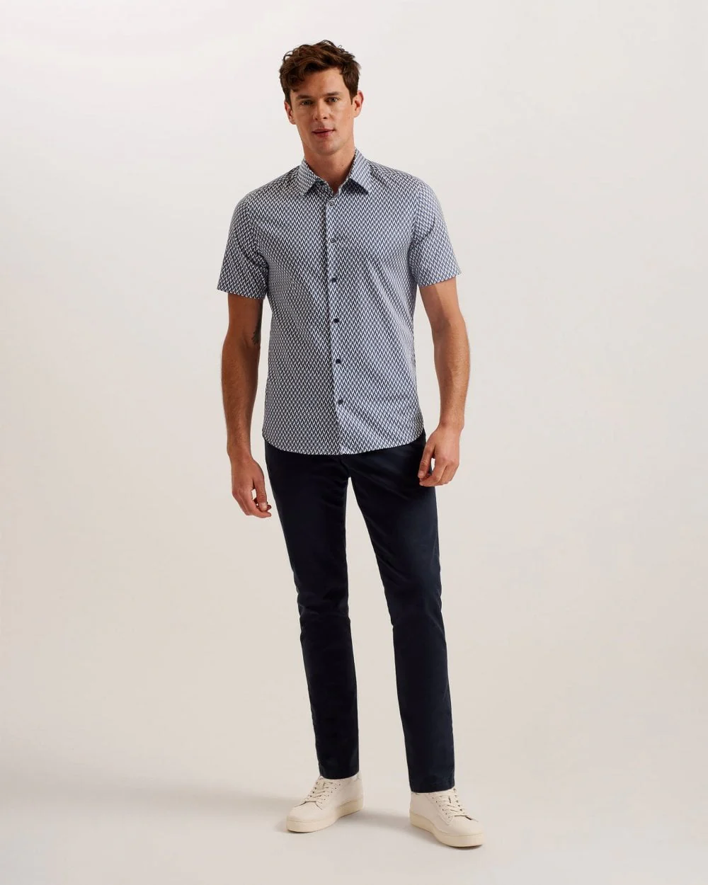Ted Baker Lacesho Mens Short Sleeve Geometric Print Shirt - Image 3