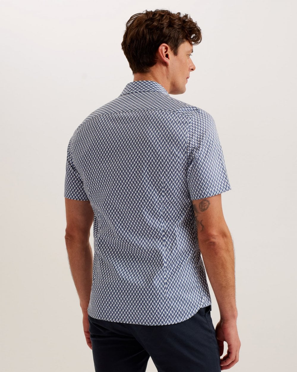 Ted Baker Lacesho Mens Short Sleeve Geometric Print Shirt - Image 4