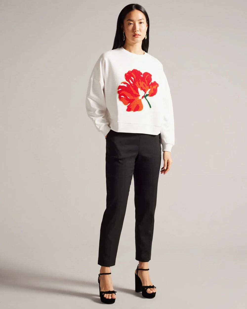 Ted Baker Marelaa Womens Sweatshirt With Boucle Flower - Image 2