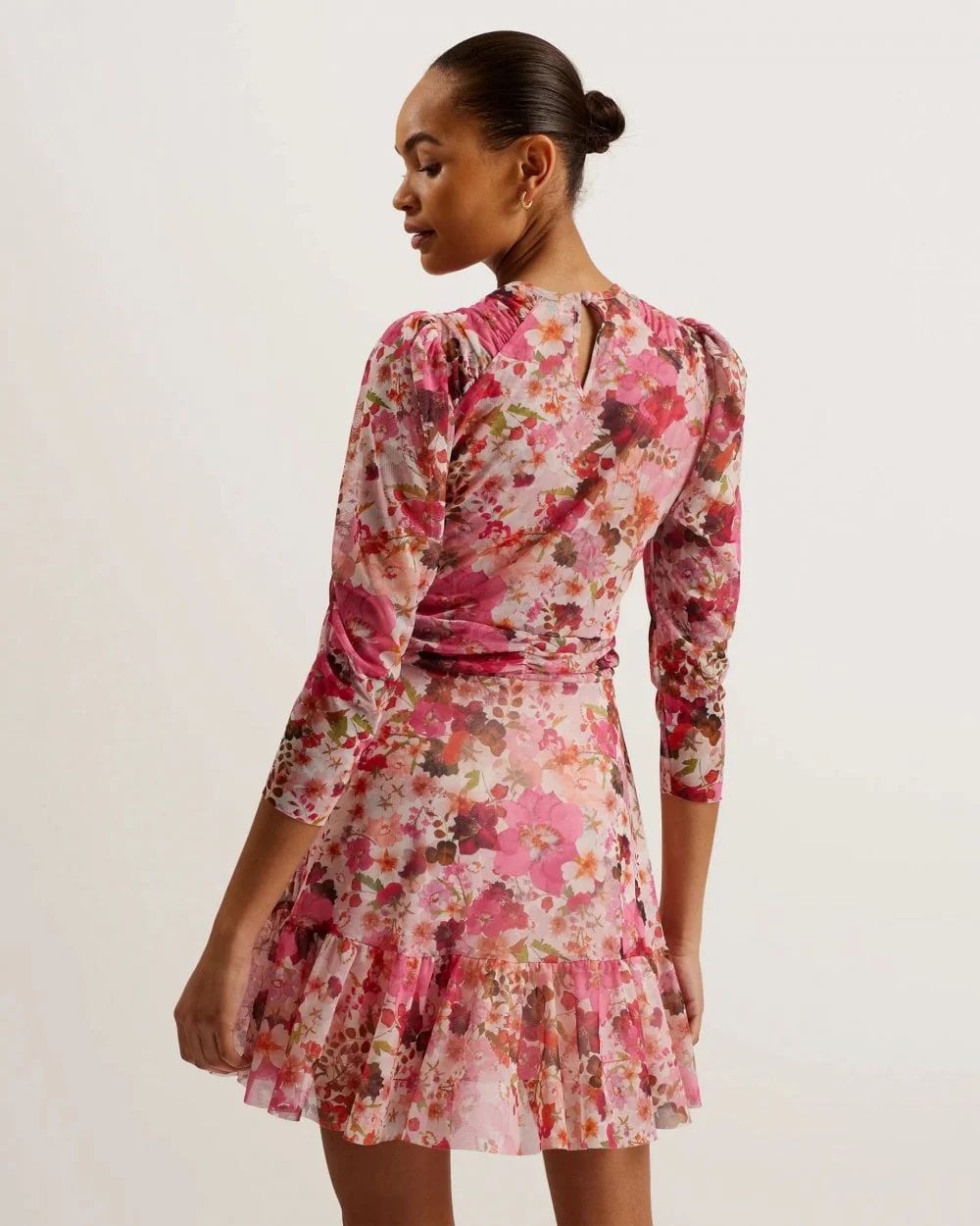 Ted Baker Mildrd Womens Mesh Mini Dress With Shoulder Gathers - Image 4
